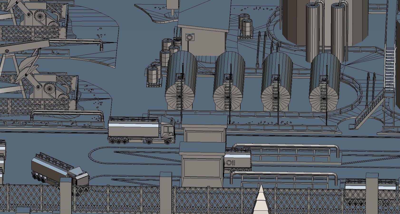 isometric oil field extracting crude big base Low-poly 3D model_9