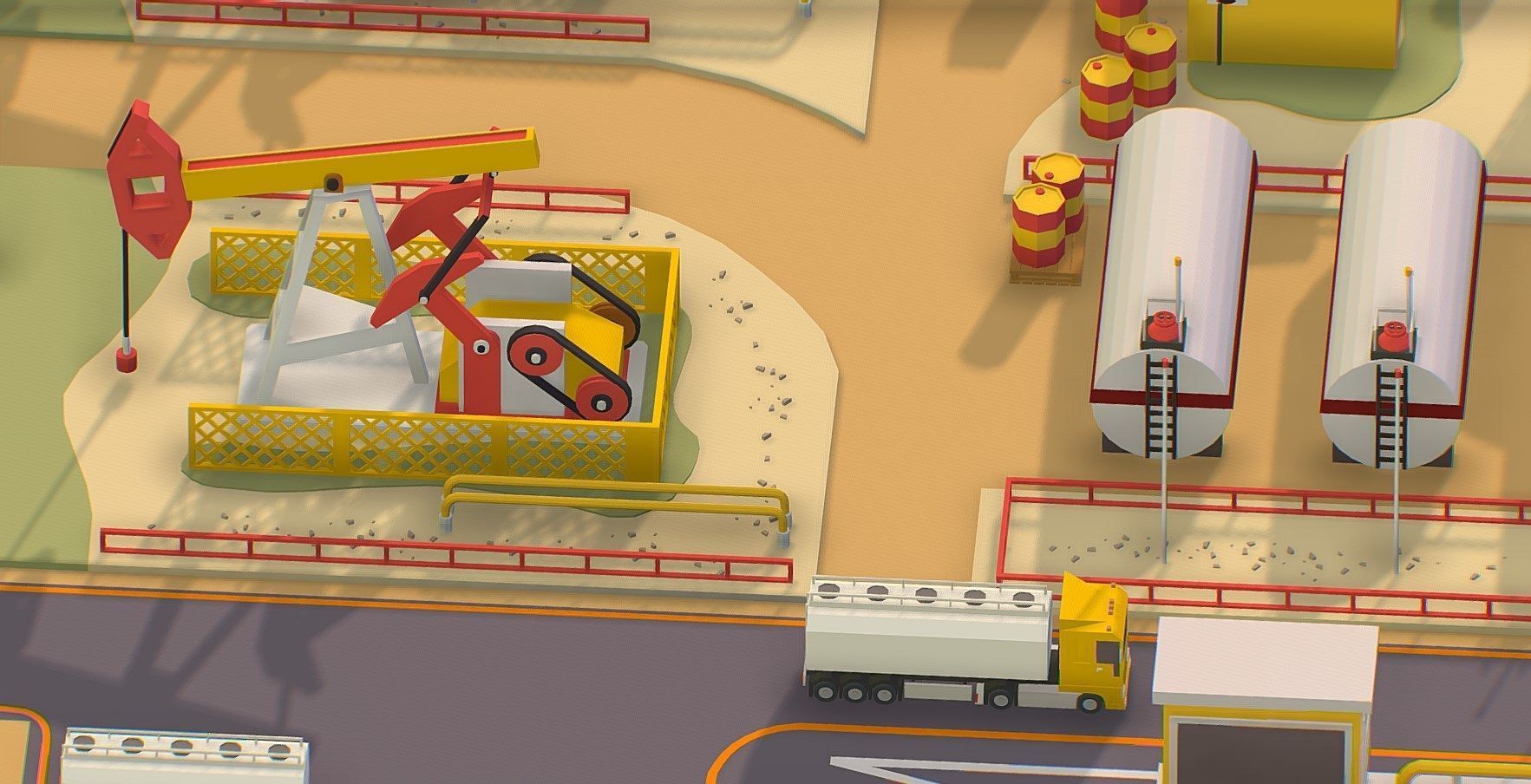 isometric oil field extracting crude big base Low-poly 3D model_3