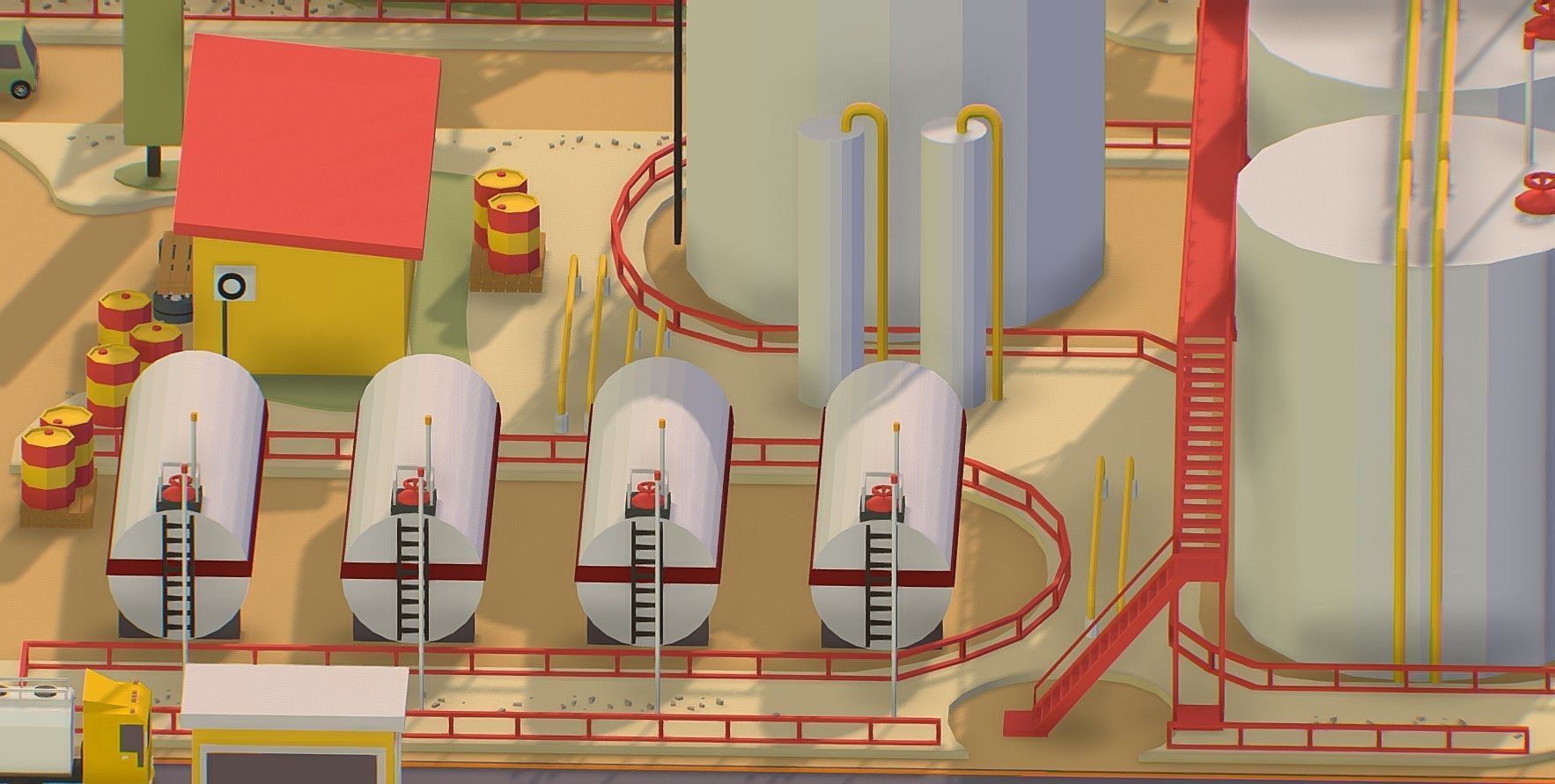 isometric oil field extracting crude big base Low-poly 3D model_5