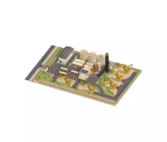 isometric representing oil field extracting Low-poly 3D model