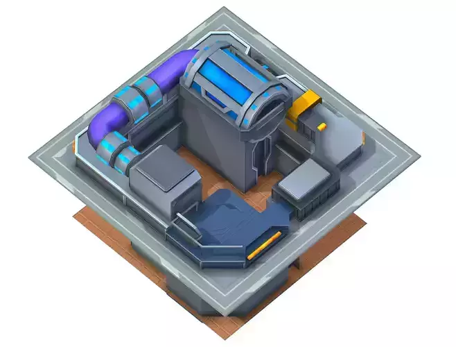 isometrical fuel rig platform station upgrade 1 Low-poly 3D model