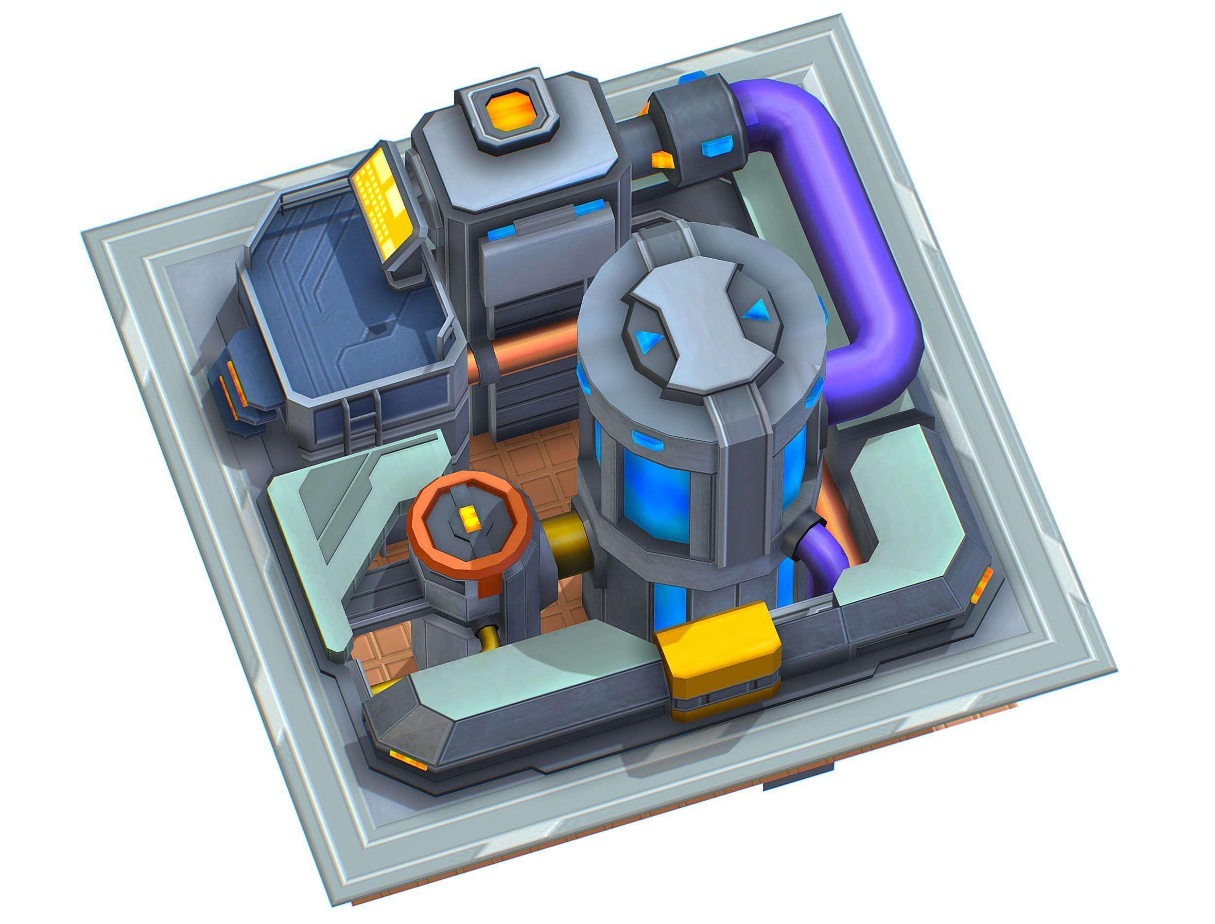 isometrical fuel rig platform station upgrade 3 Low-poly 3D model_1