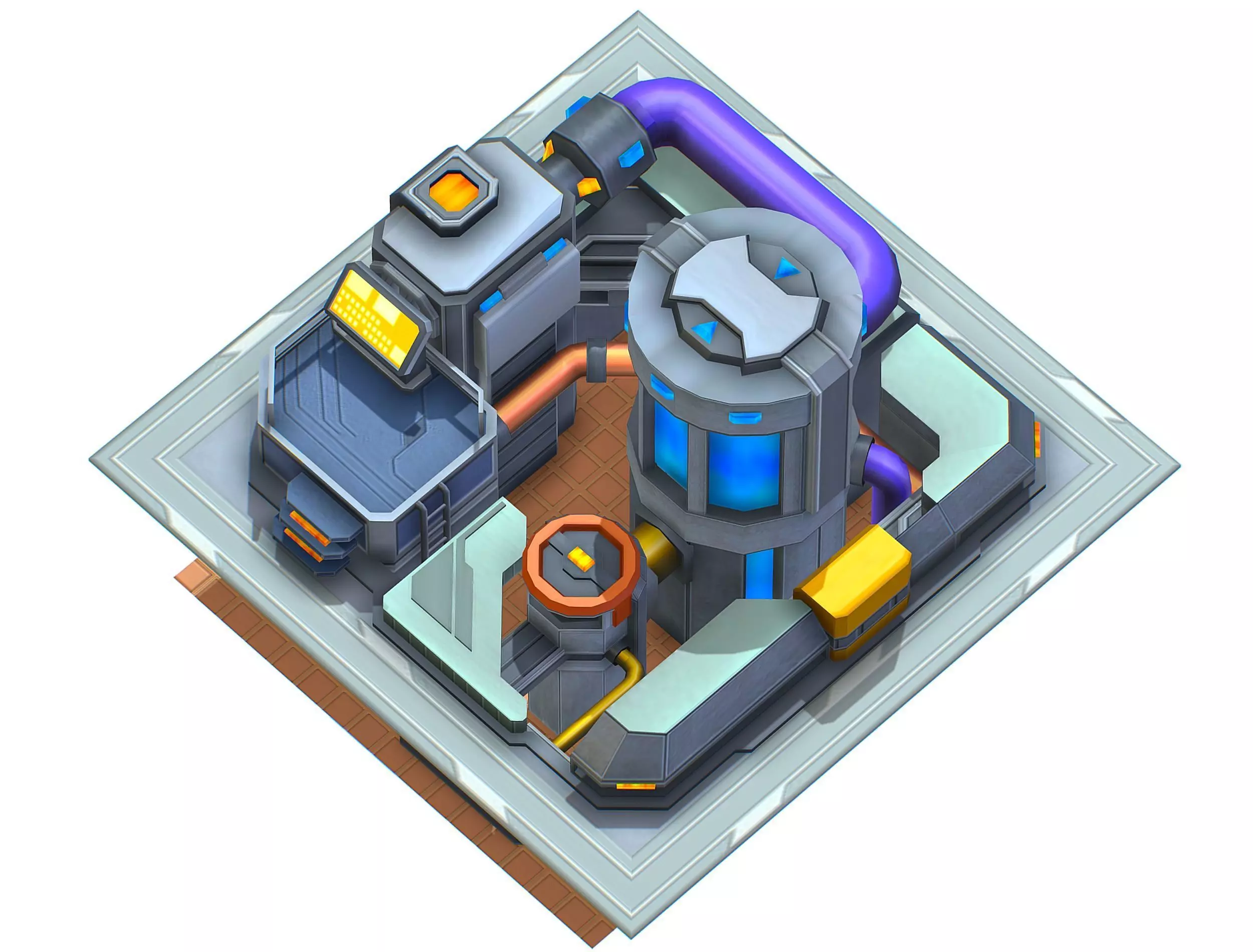 isometrical fuel rig platform station upgrade 3 Low-poly 3D model_0