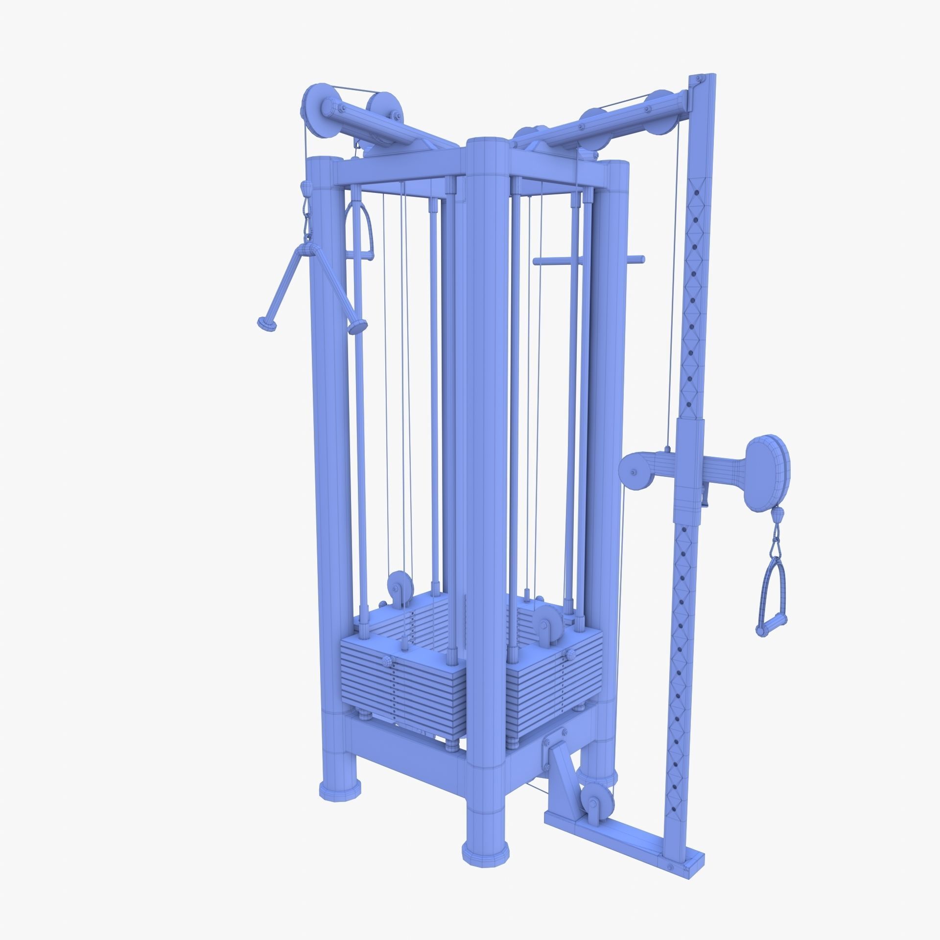 4 Station multi gym Low-poly 3D model_9