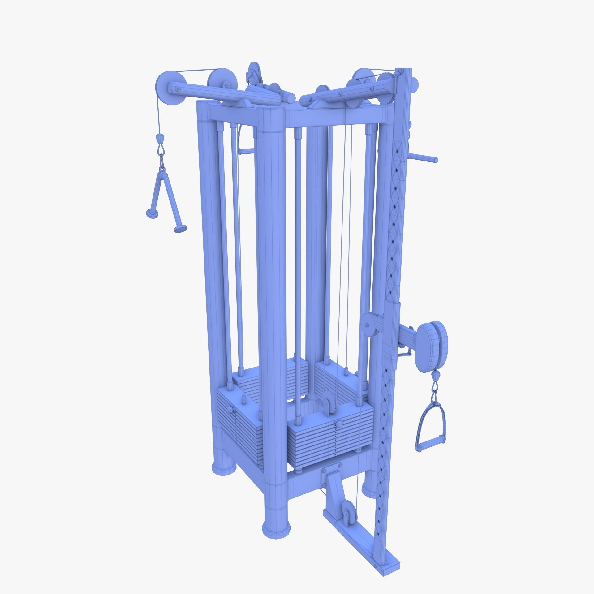 4 Station multi gym Low-poly 3D model_11