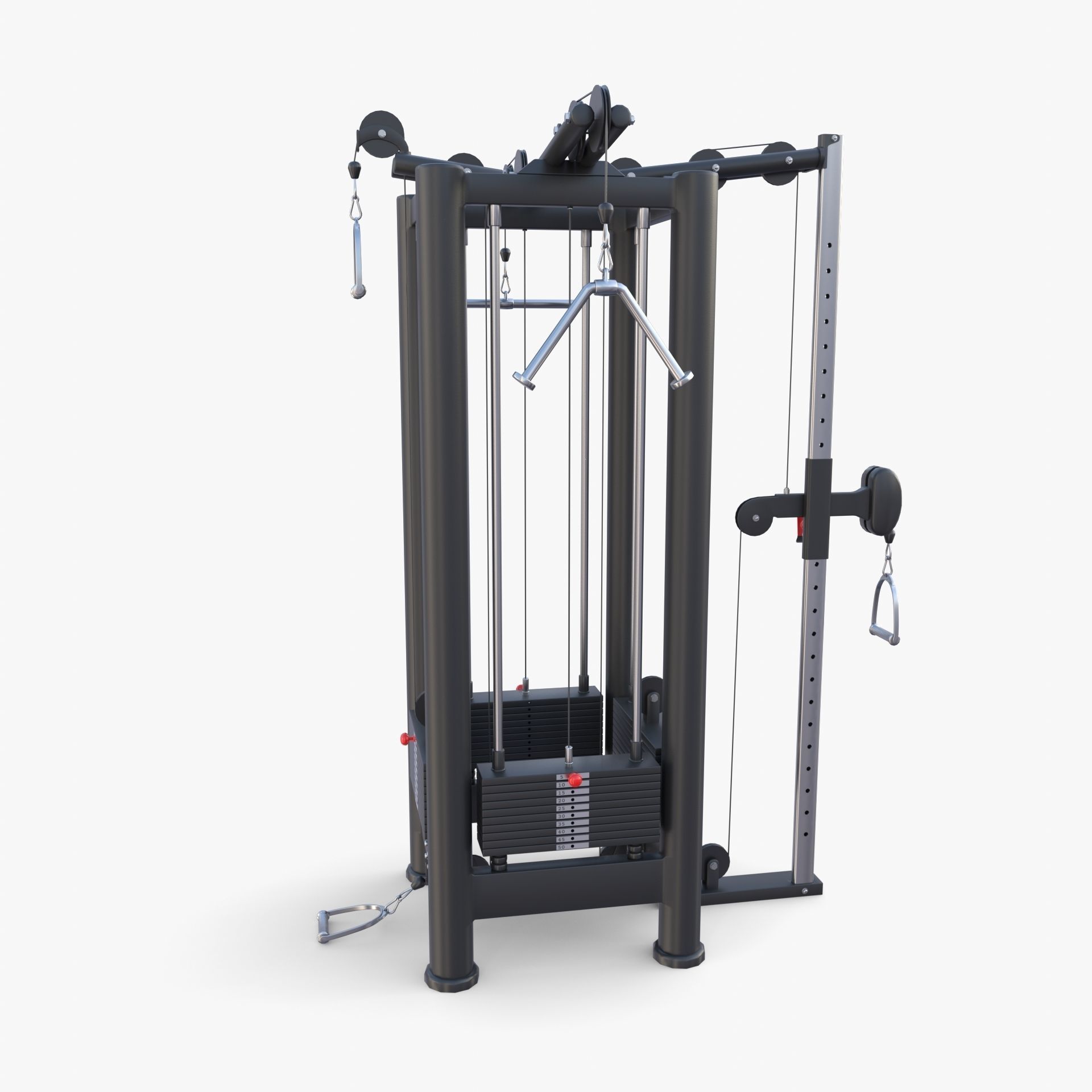 4 Station multi gym Low-poly 3D model_3