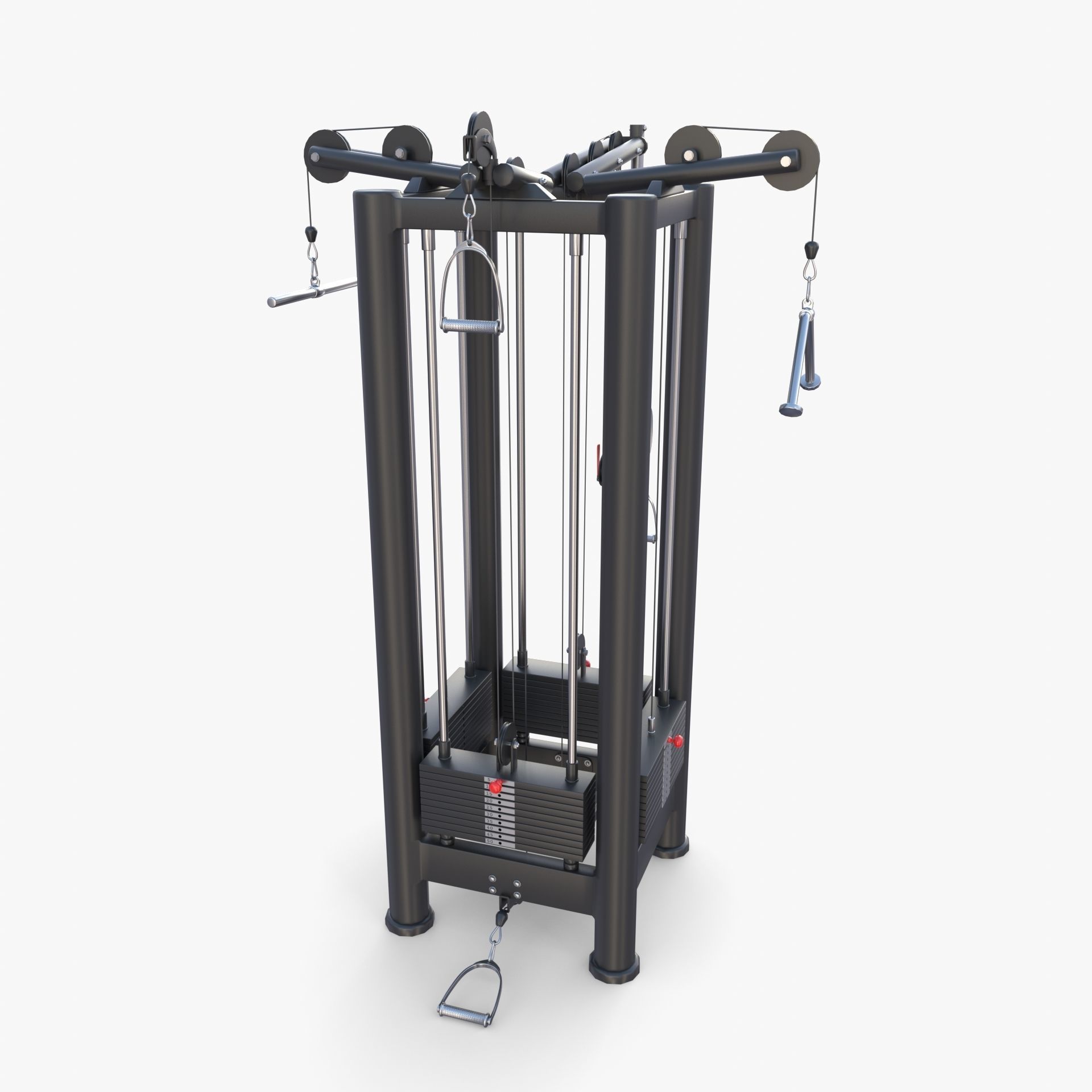 4 Station multi gym Low-poly 3D model_5