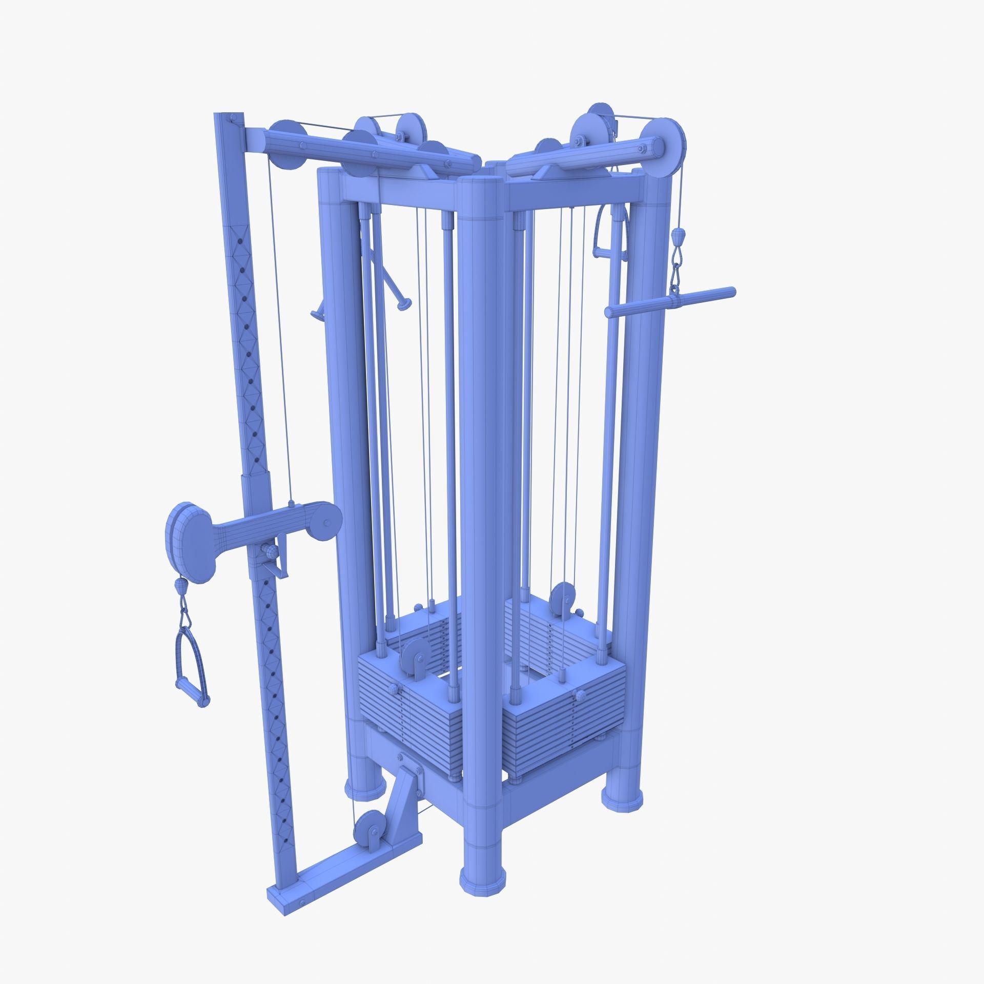 4 Station multi gym Low-poly 3D model_12