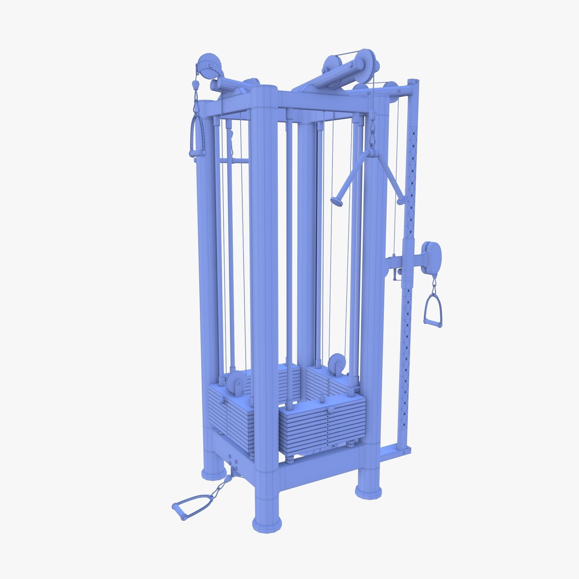 4 Station multi gym Low-poly 3D model_8