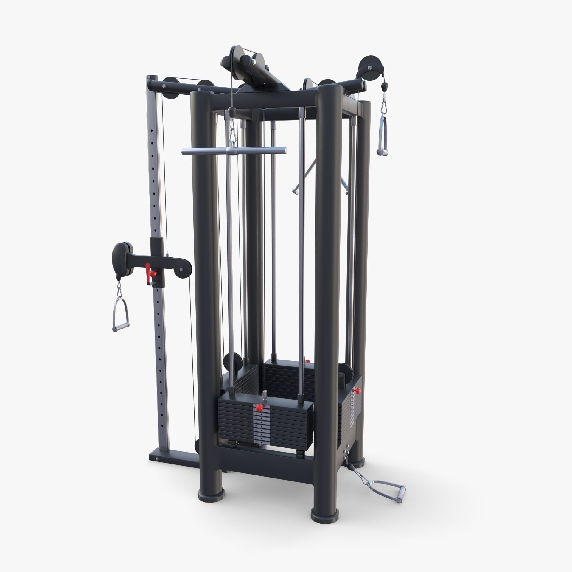 4 Station multi gym Low-poly 3D model_1