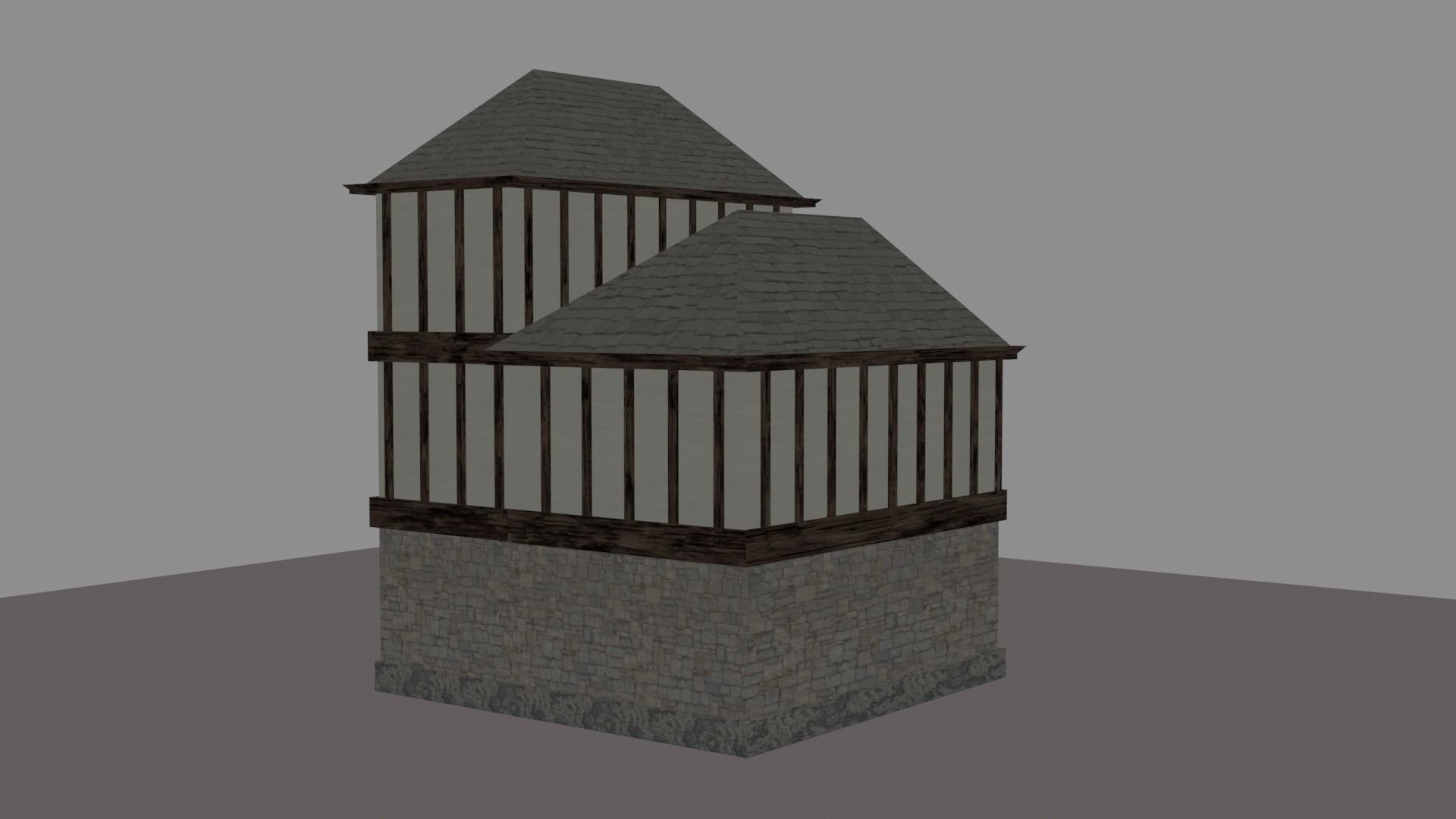Medieval House Low-poly 3D model_2