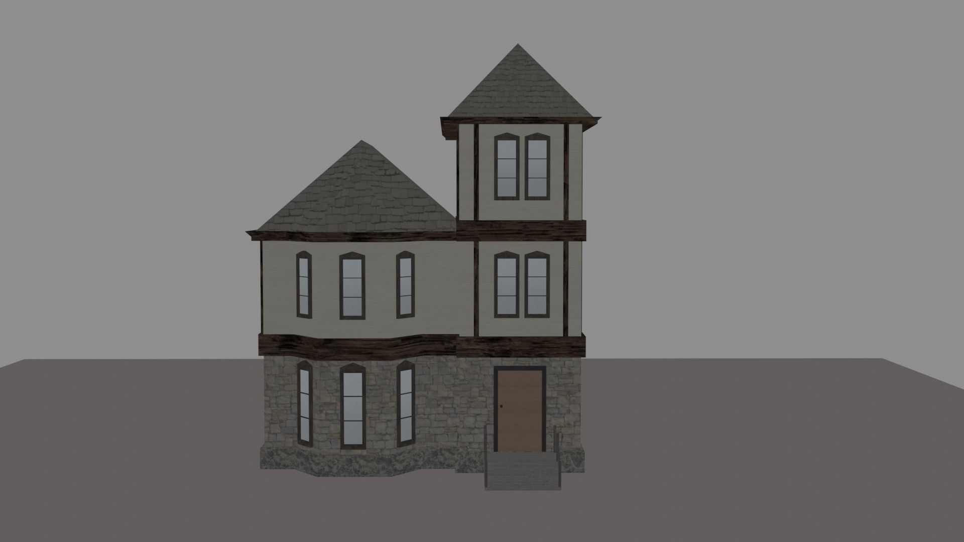 Medieval House Low-poly 3D model_4