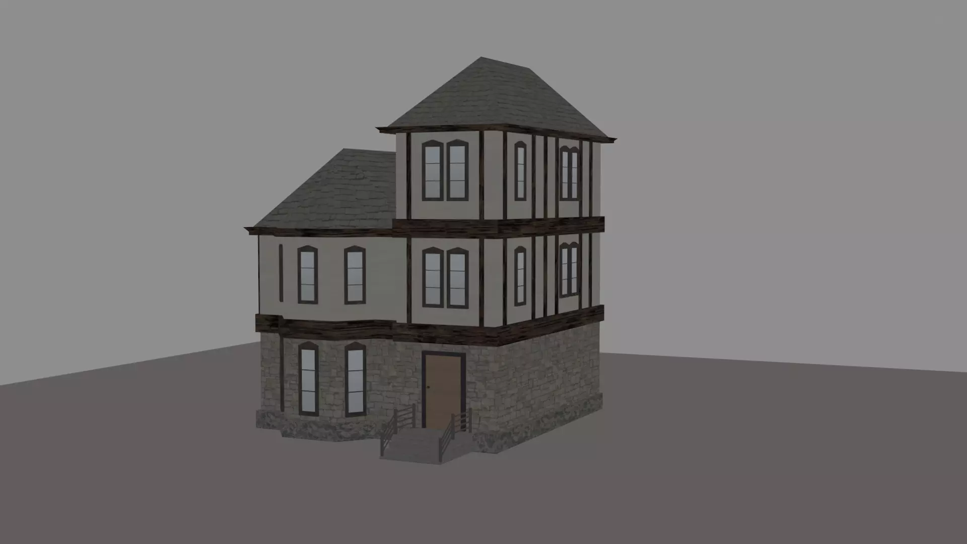 Medieval House Low-poly 3D model_0