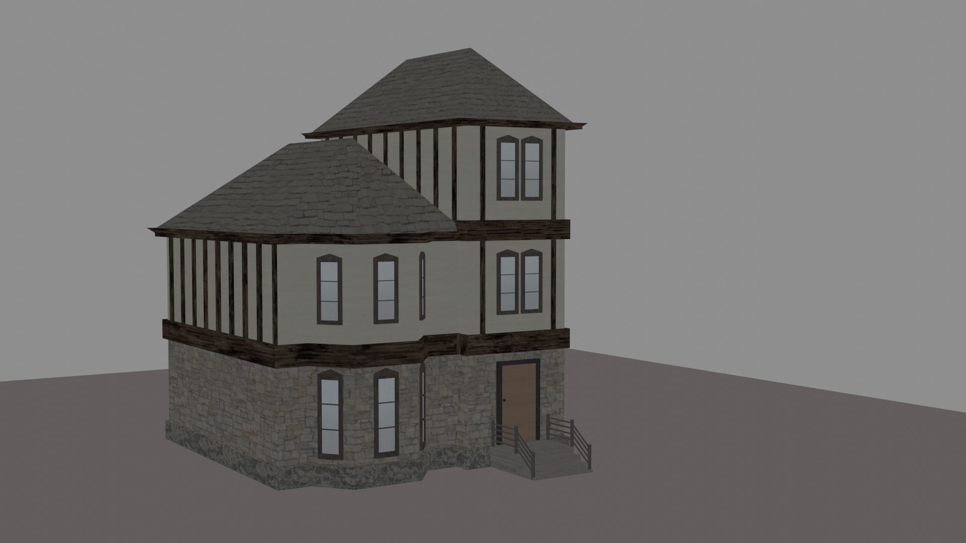 Medieval House Low-poly 3D model_1