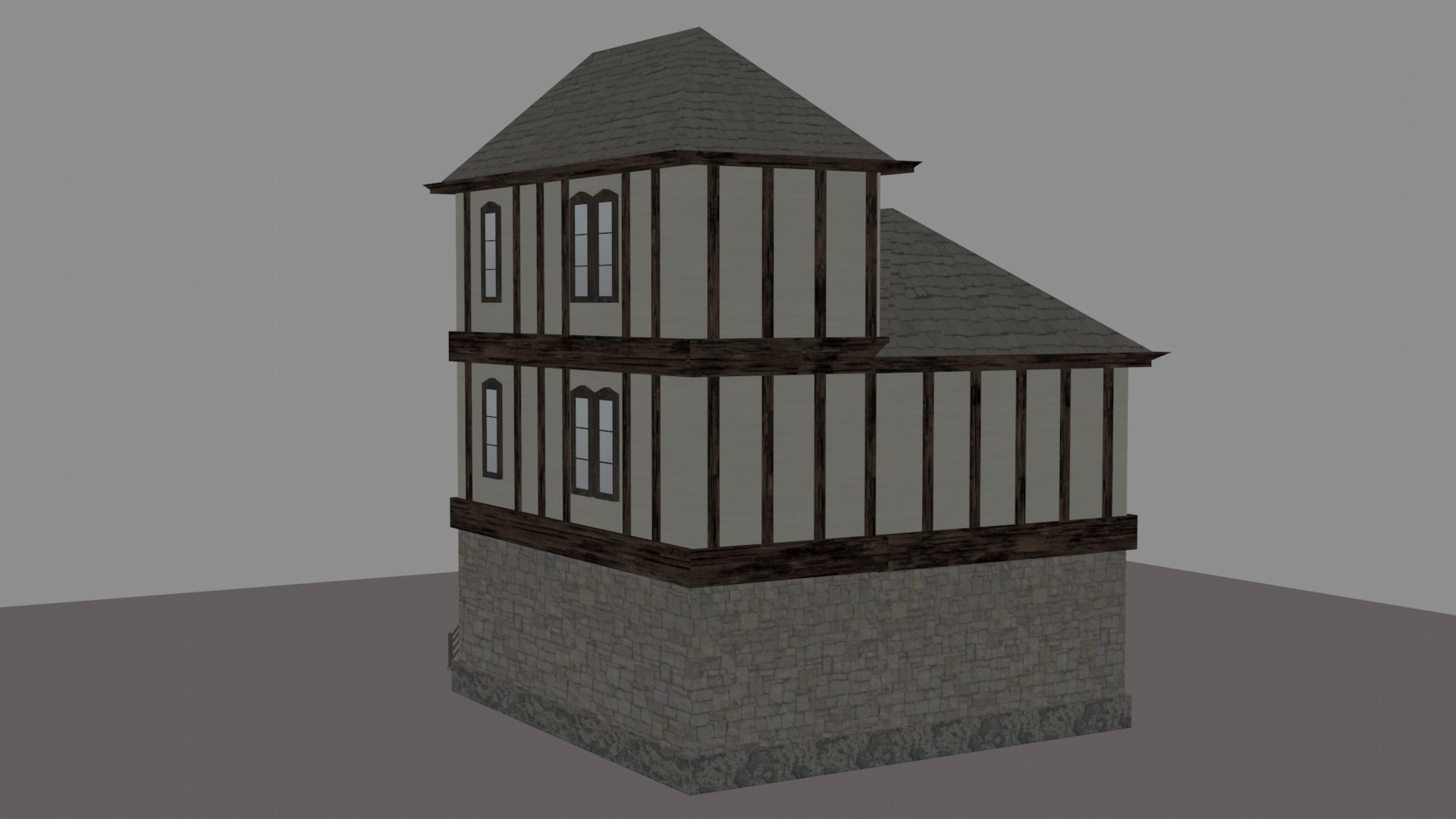 Medieval House Low-poly 3D model_3