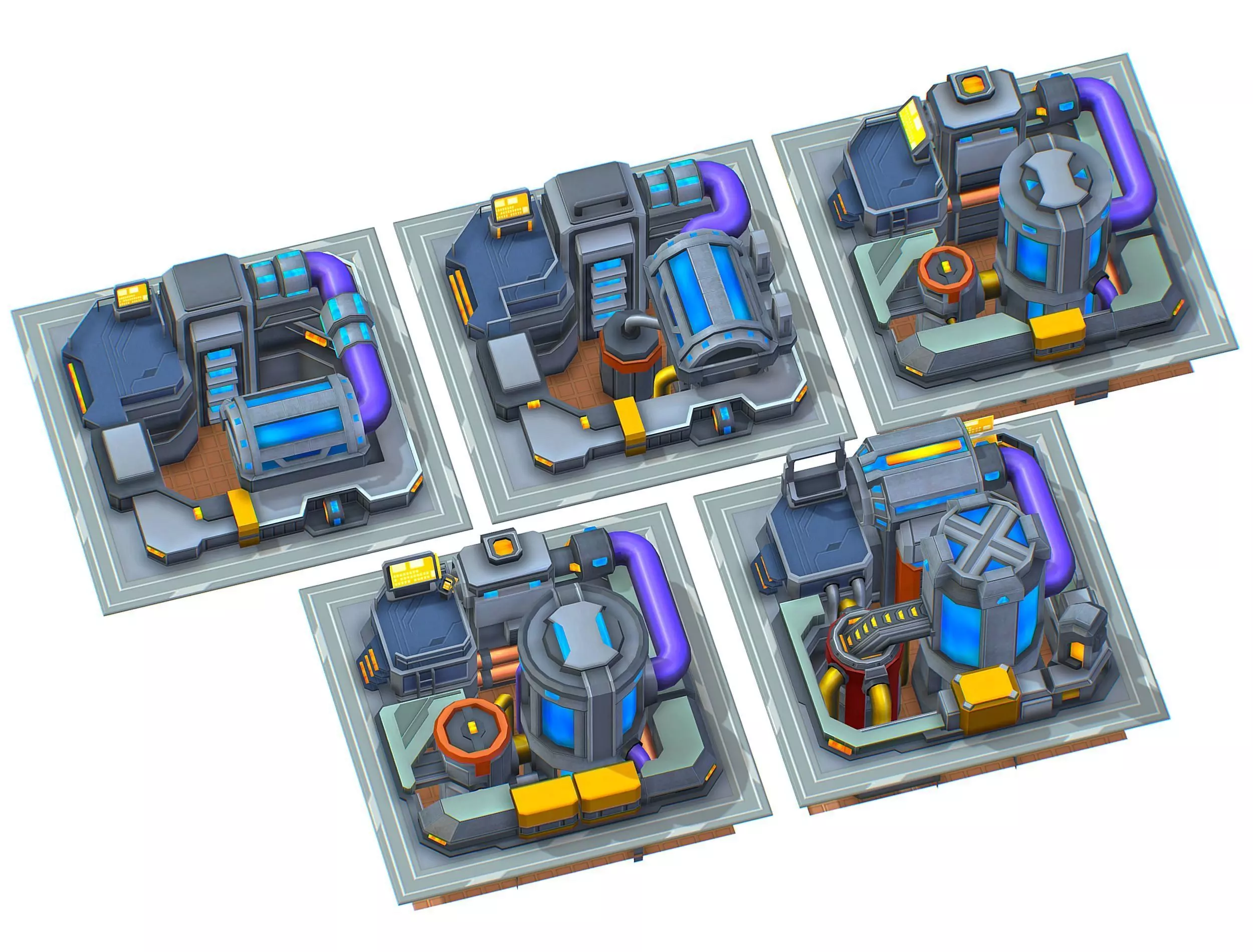 fuel rig platform station set Low-poly 3D model_0