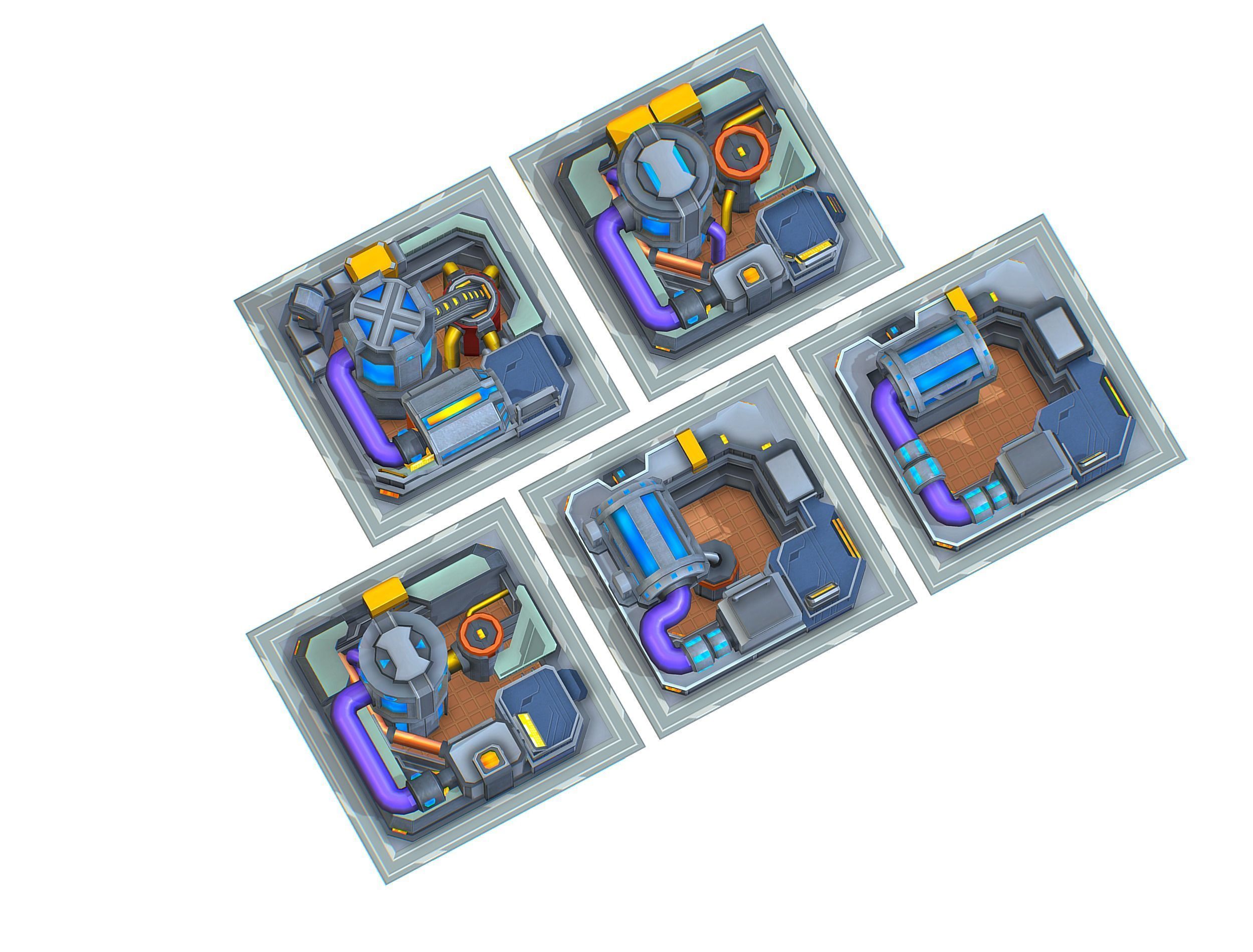 fuel rig platform station set Low-poly 3D model_5