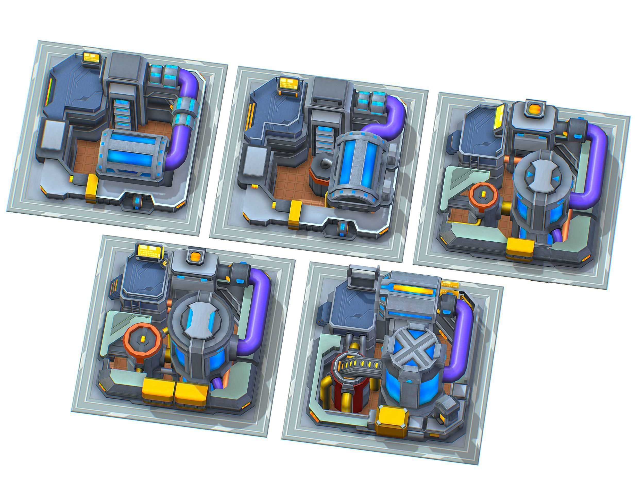 fuel rig platform station set Low-poly 3D model_1