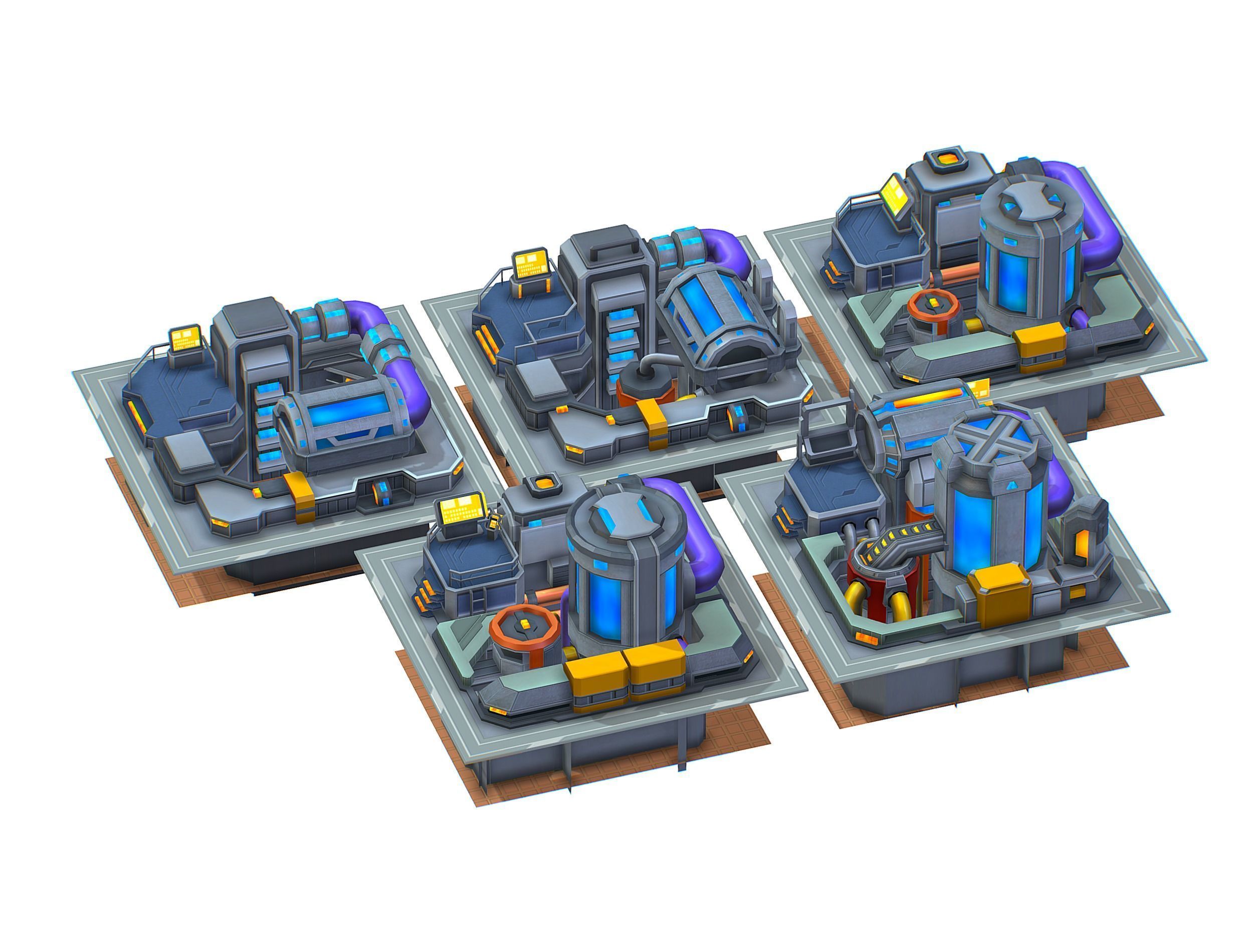 fuel rig platform station set Low-poly 3D model_14