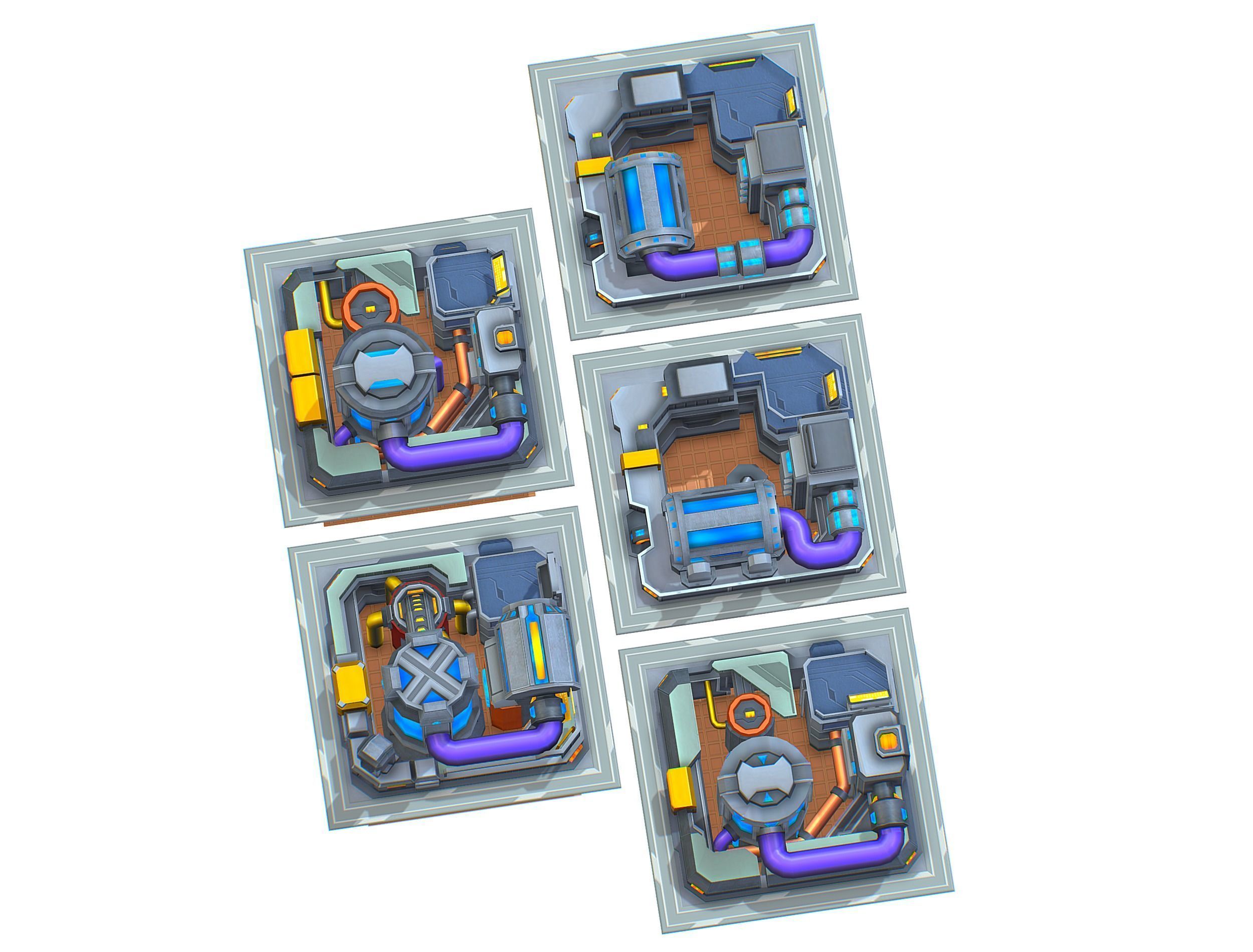 fuel rig platform station set Low-poly 3D model_3