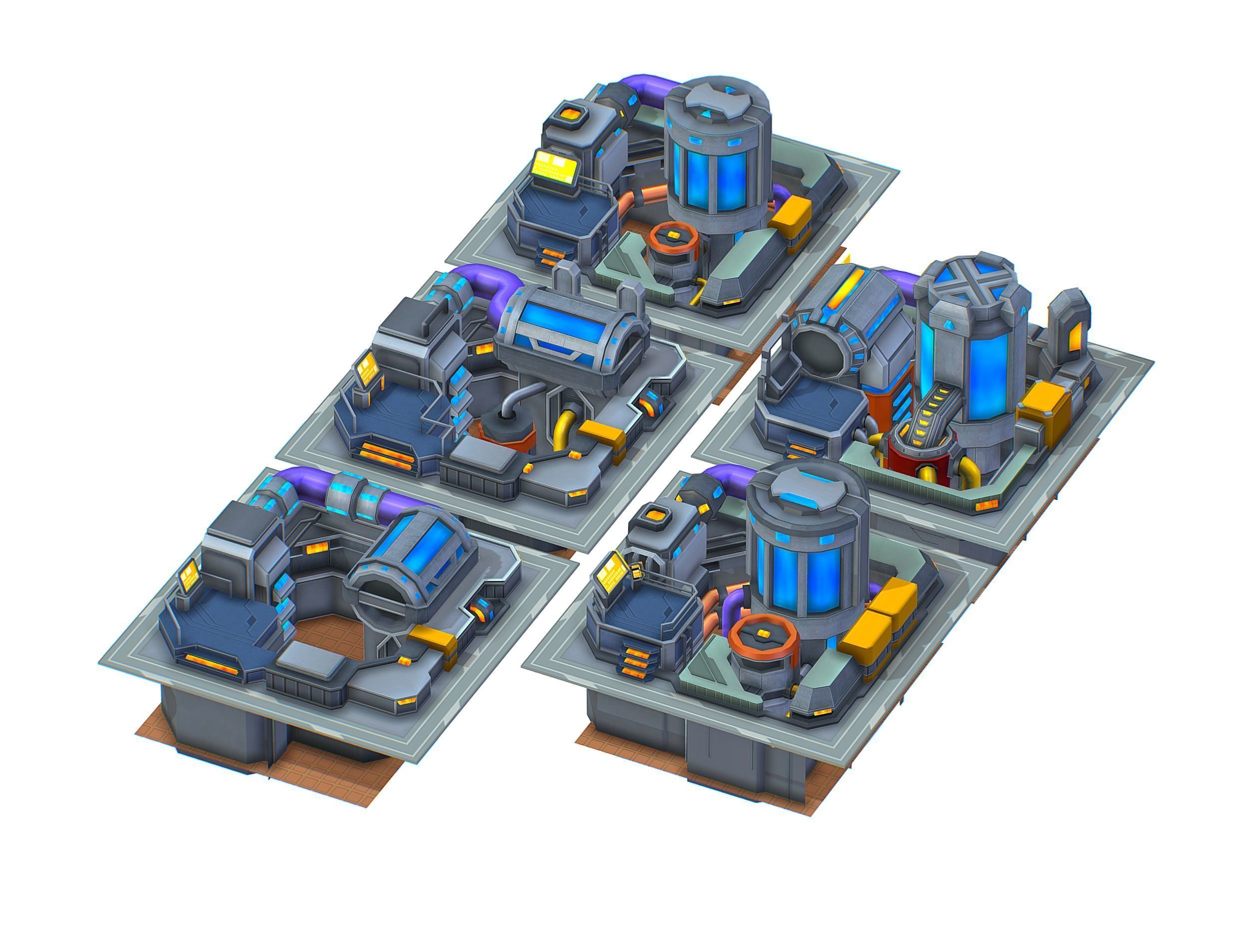 fuel rig platform station set Low-poly 3D model_13