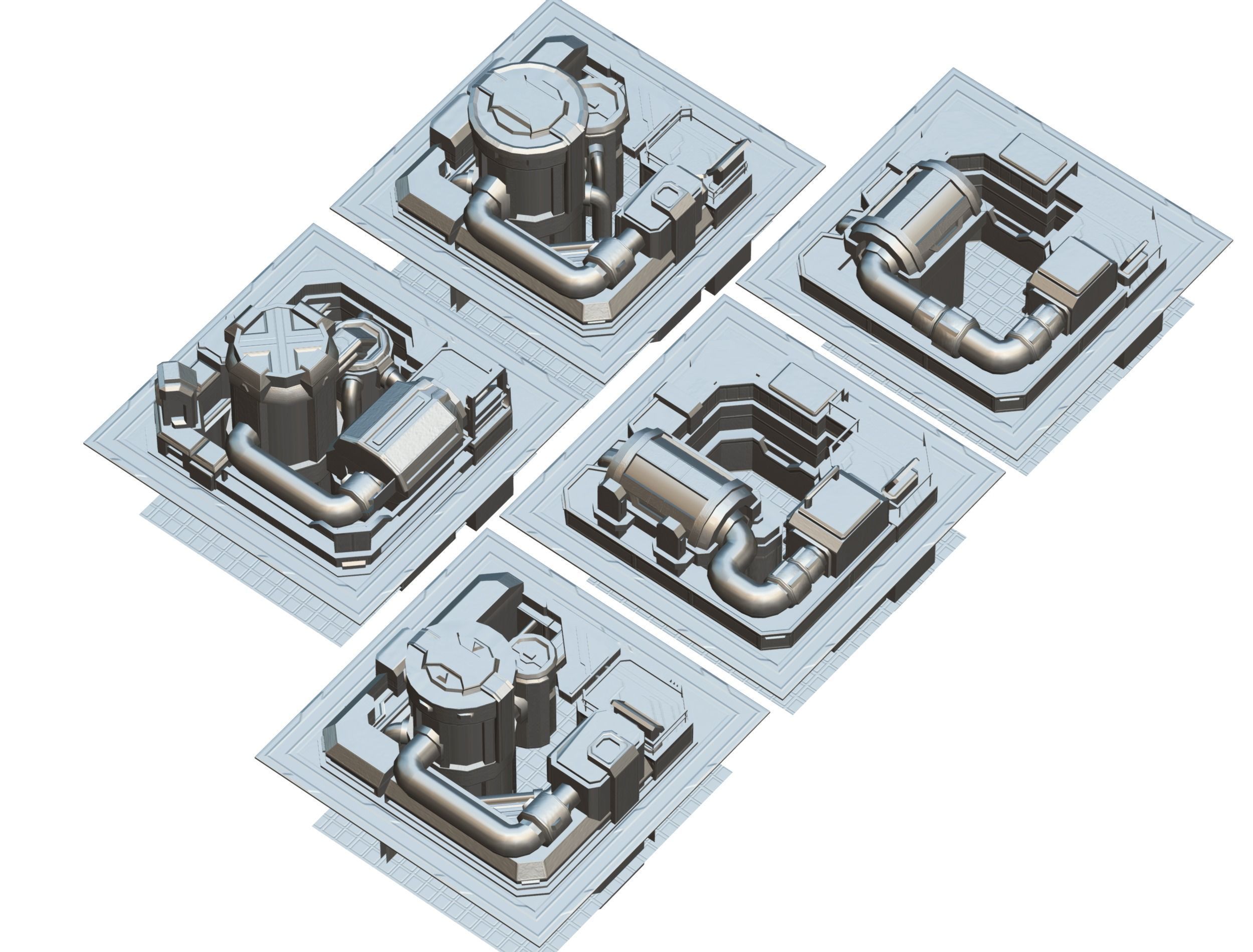 fuel rig platform station set Low-poly 3D model_27