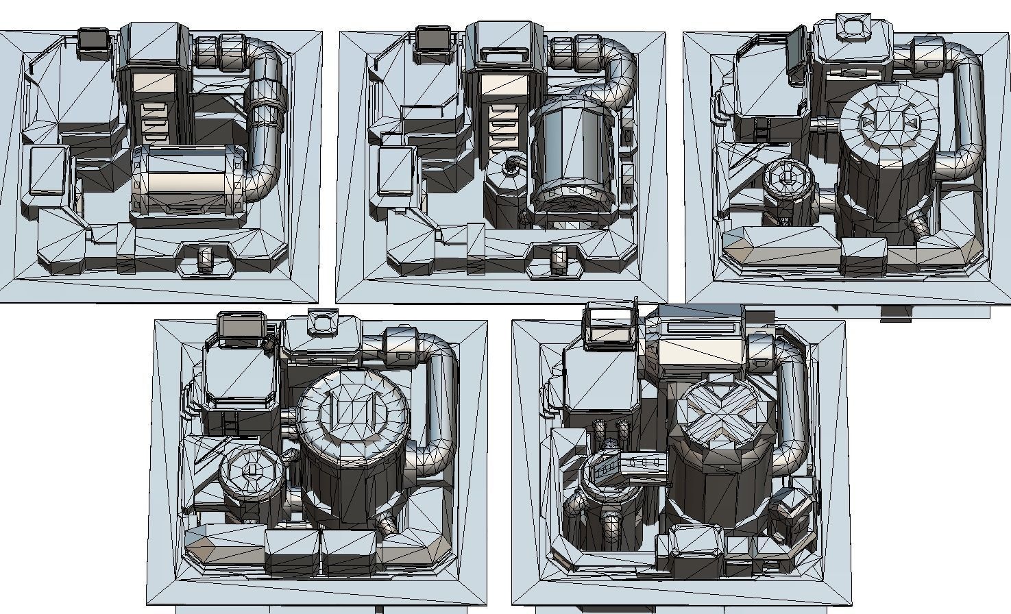 fuel rig platform station set Low-poly 3D model_34