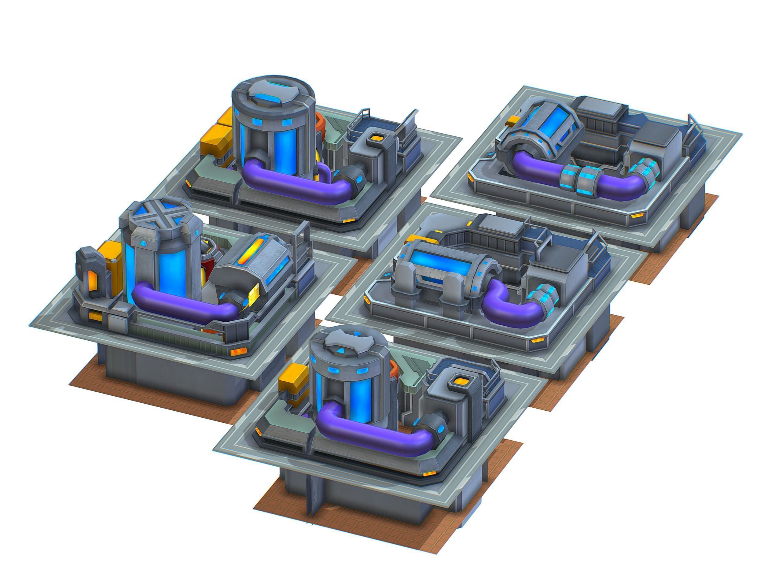 fuel rig platform station set Low-poly 3D model_8