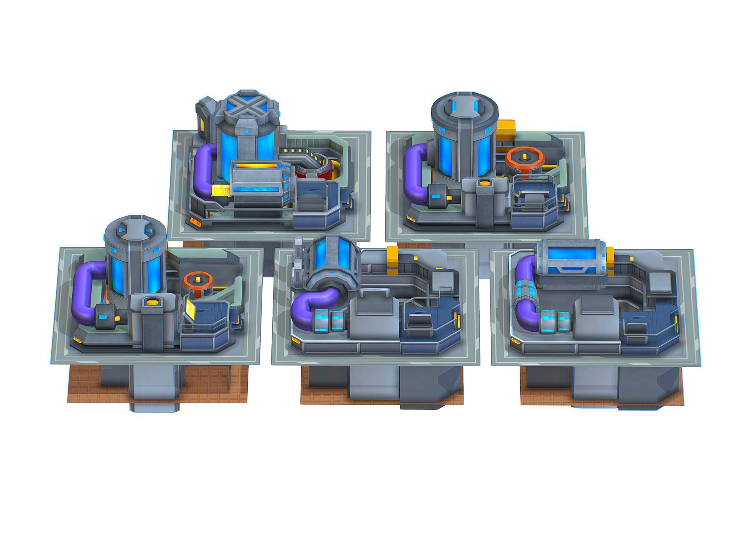 fuel rig platform station set Low-poly 3D model_10