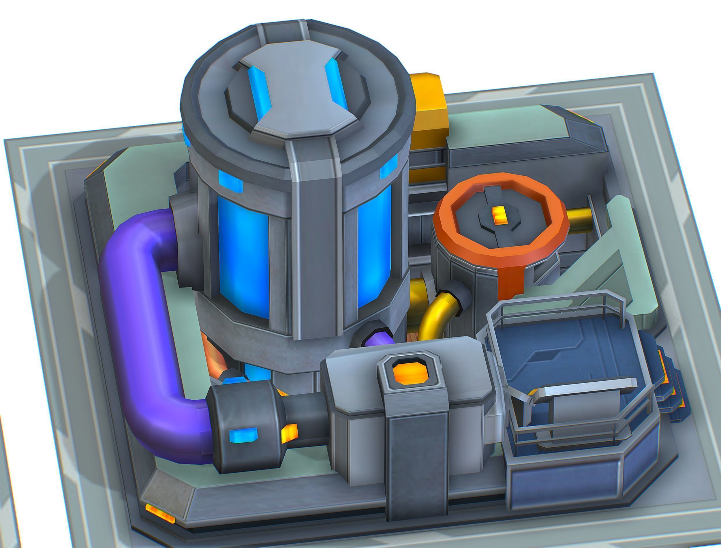 fuel rig platform station set Low-poly 3D model_19