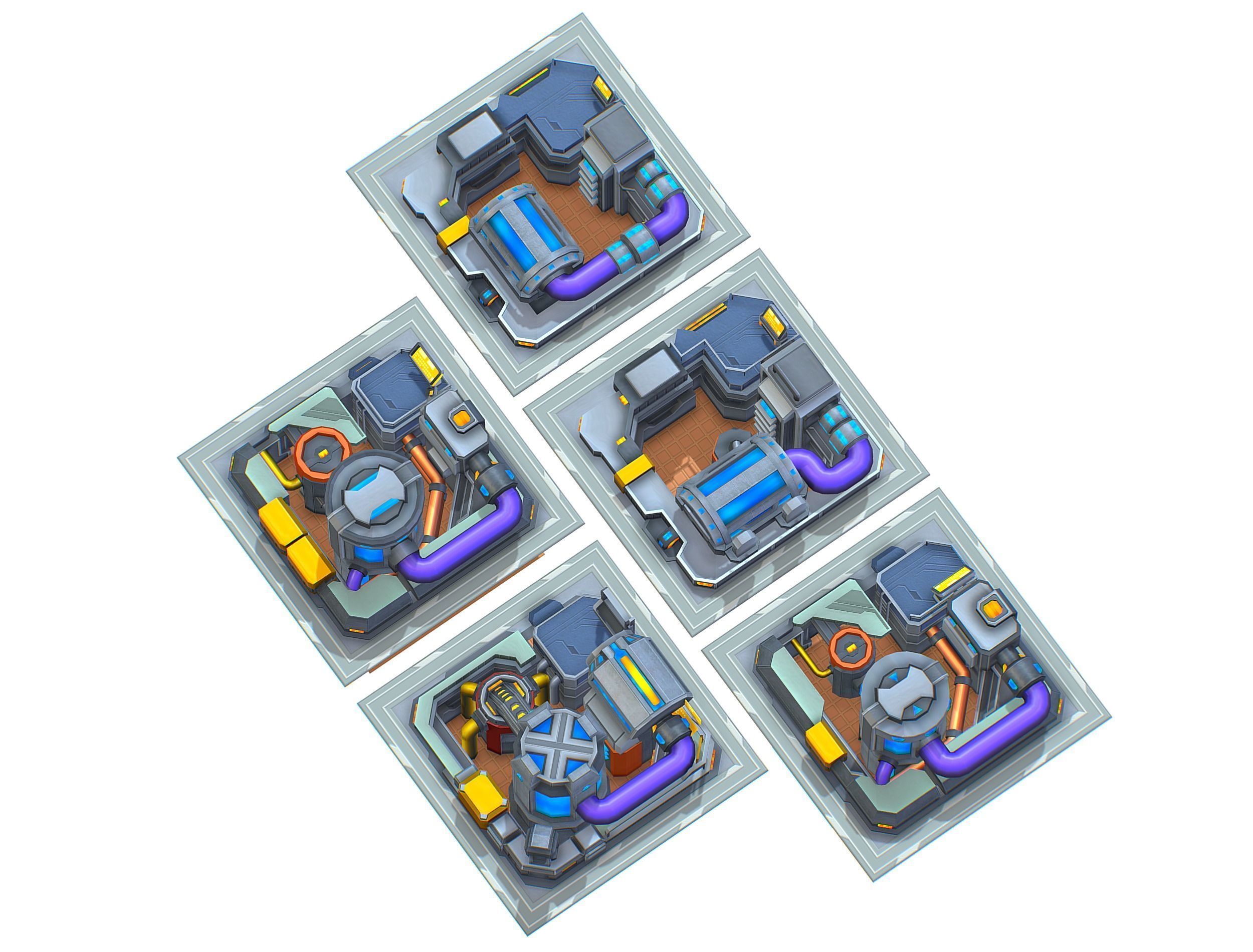 fuel rig platform station set Low-poly 3D model_2