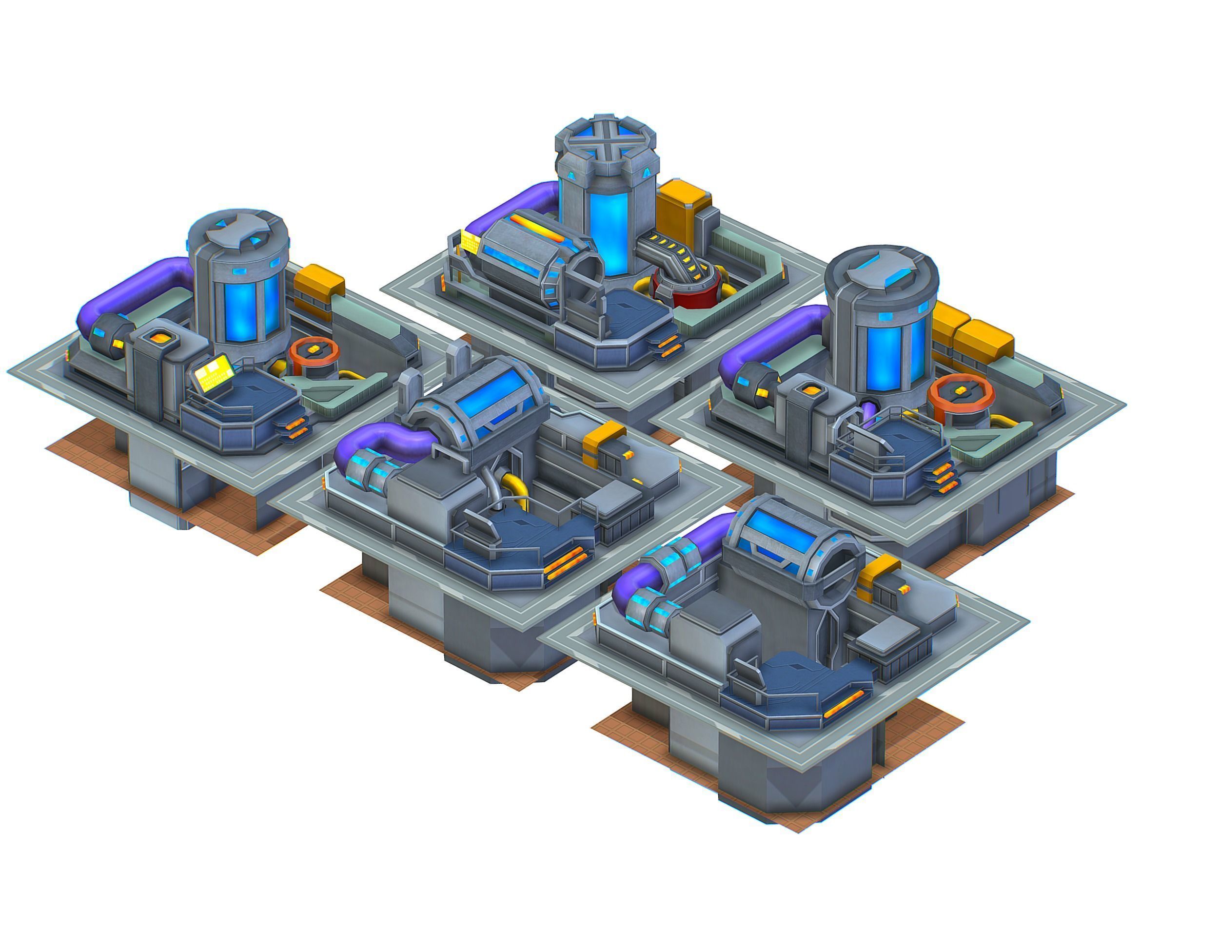 fuel rig platform station set Low-poly 3D model_11