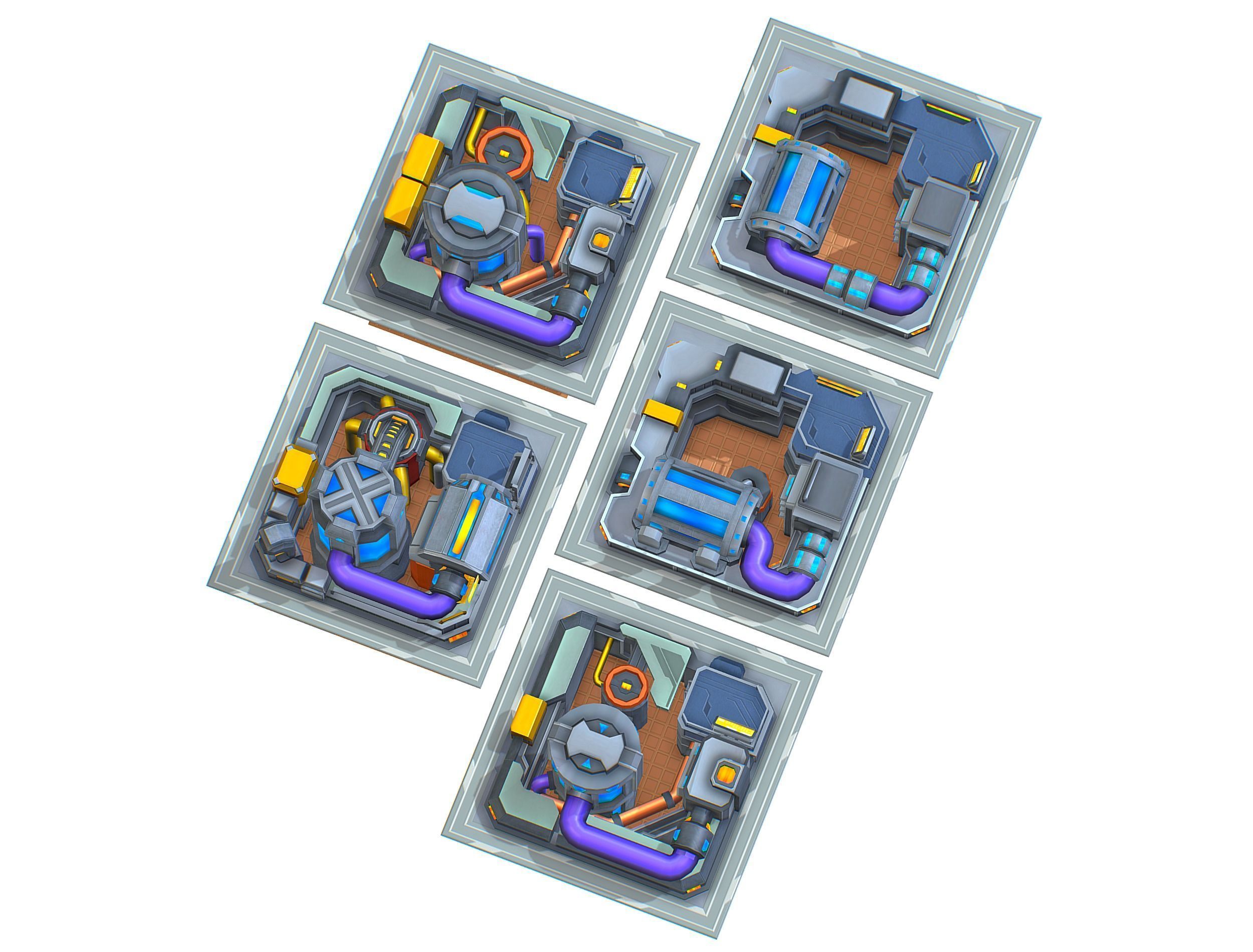 fuel rig platform station set Low-poly 3D model_4