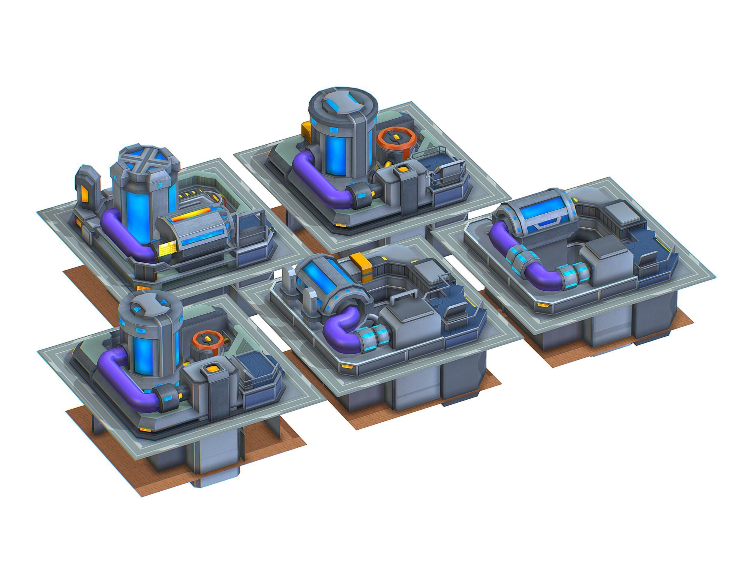 fuel rig platform station set Low-poly 3D model_9