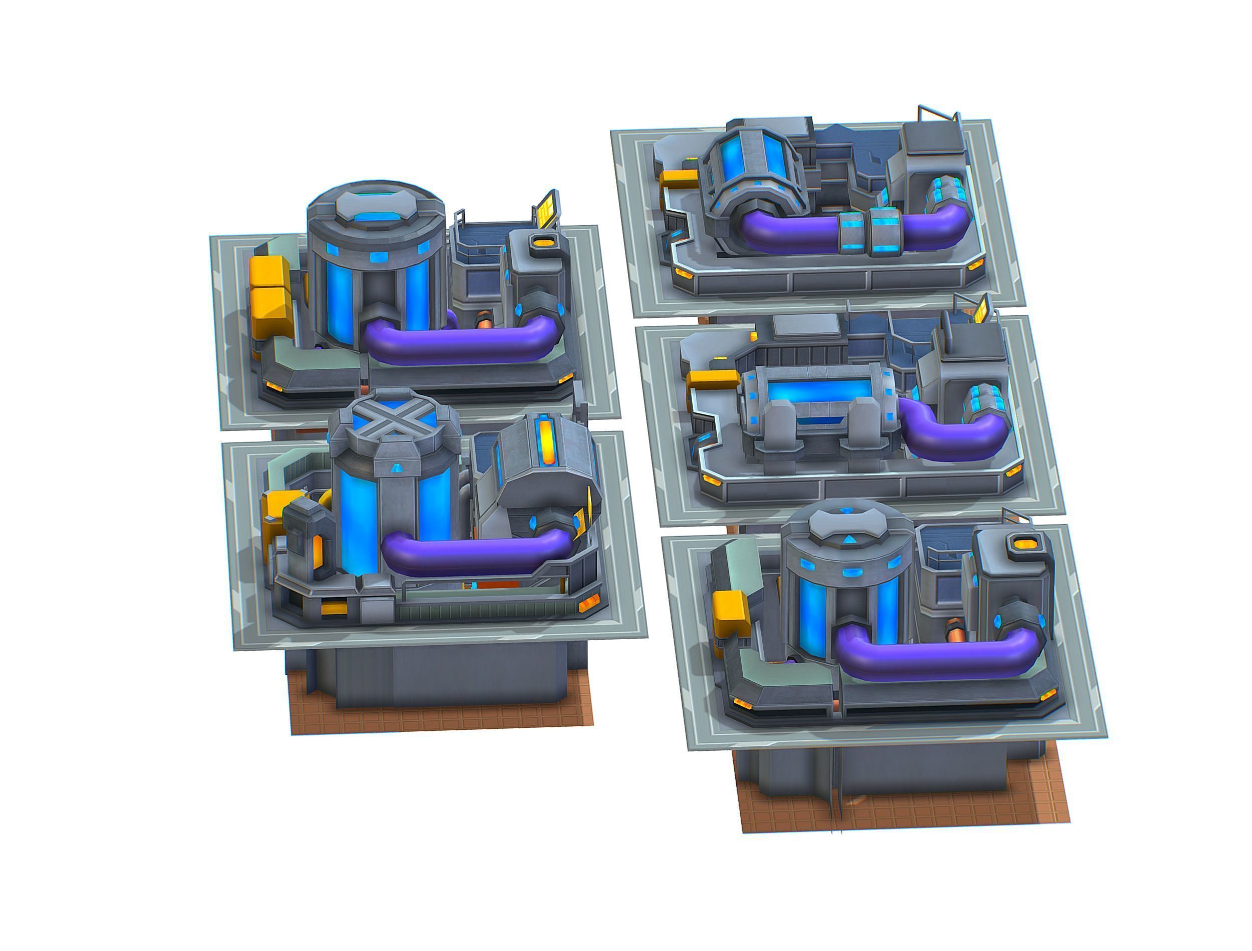 fuel rig platform station set Low-poly 3D model_7