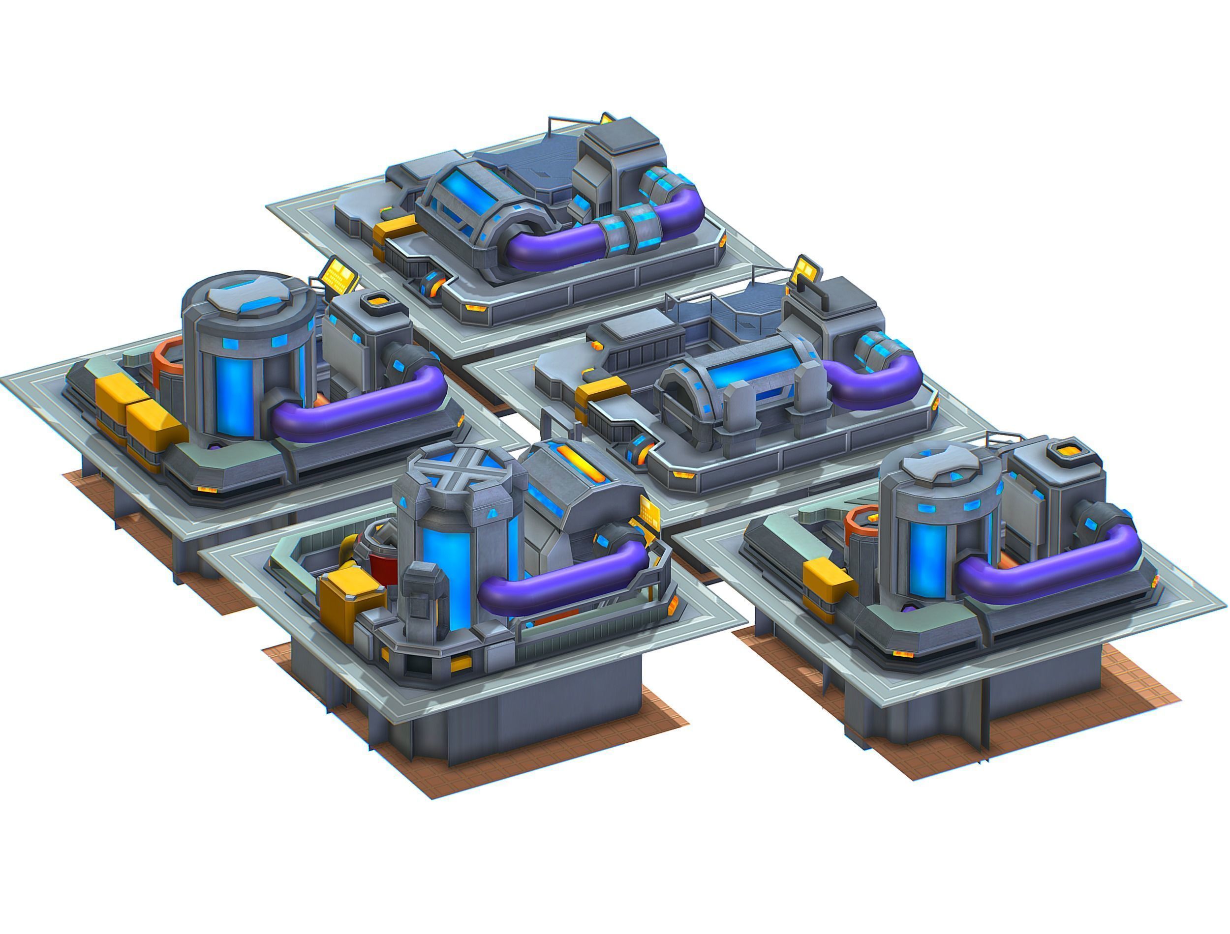fuel rig platform station set Low-poly 3D model_6