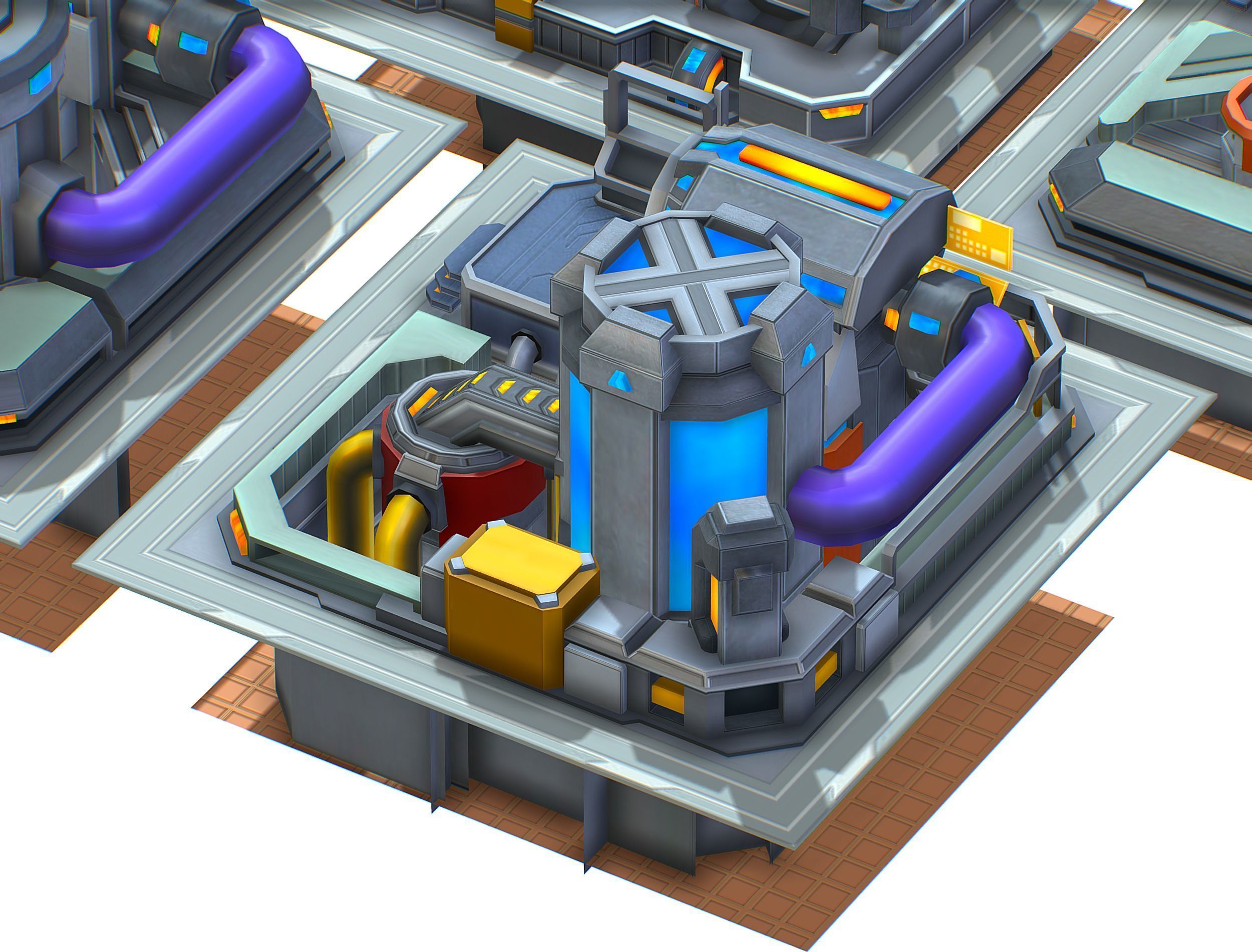 fuel rig platform station set Low-poly 3D model_15