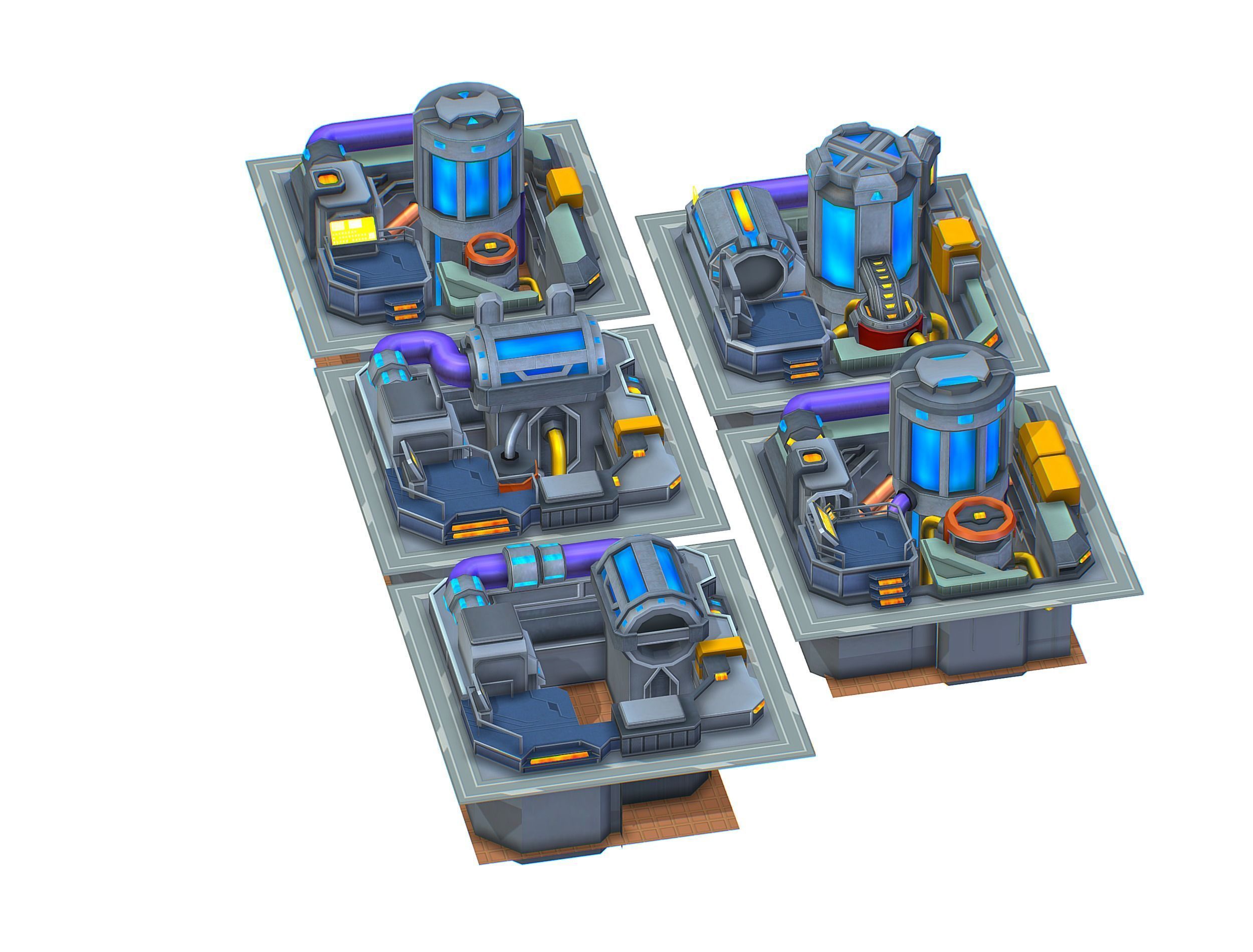 fuel rig platform station set Low-poly 3D model_12