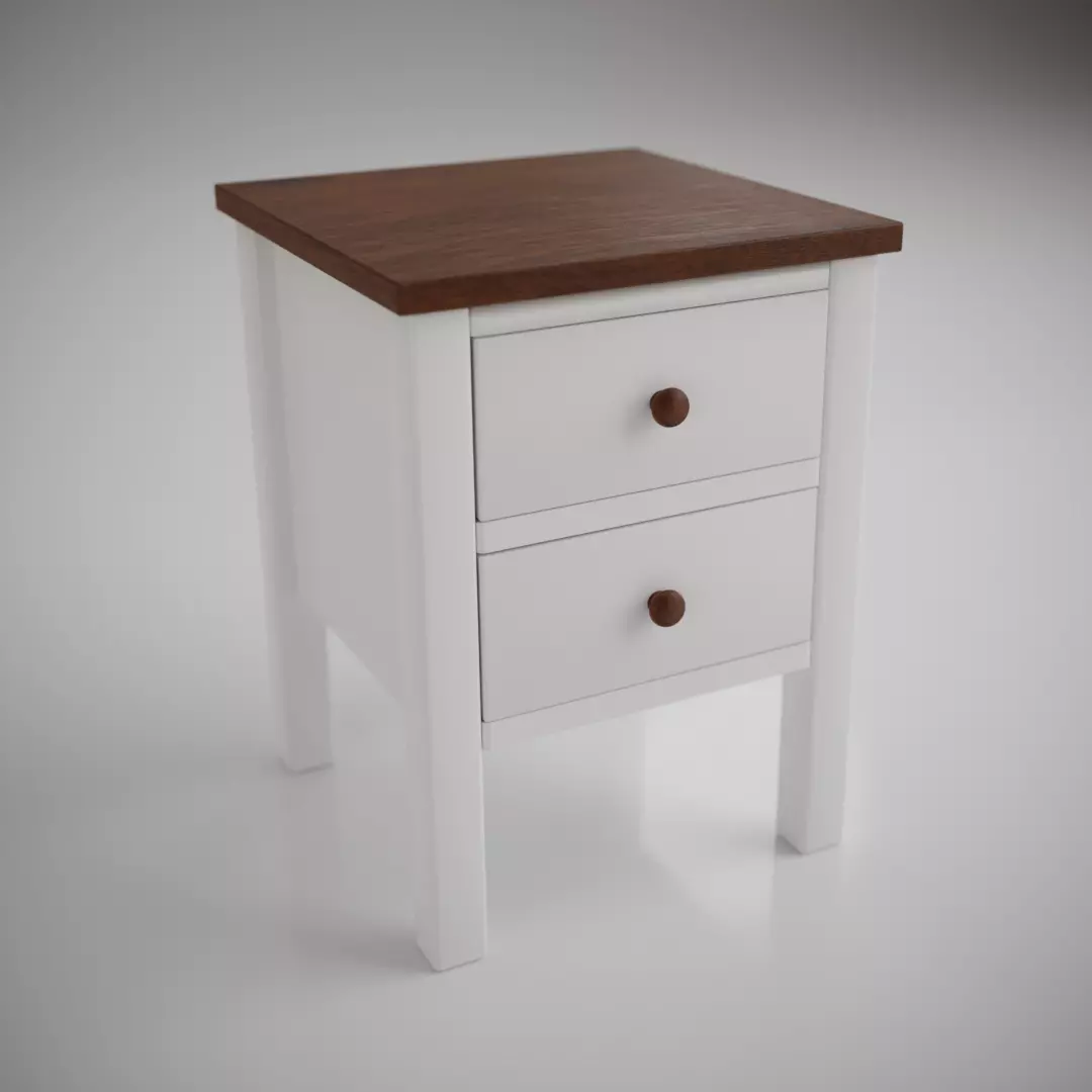 Nightstand White Wood CL112 Free 3D model