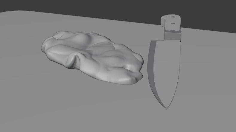 Steak and cutting board with knife Low-poly 3D model_9