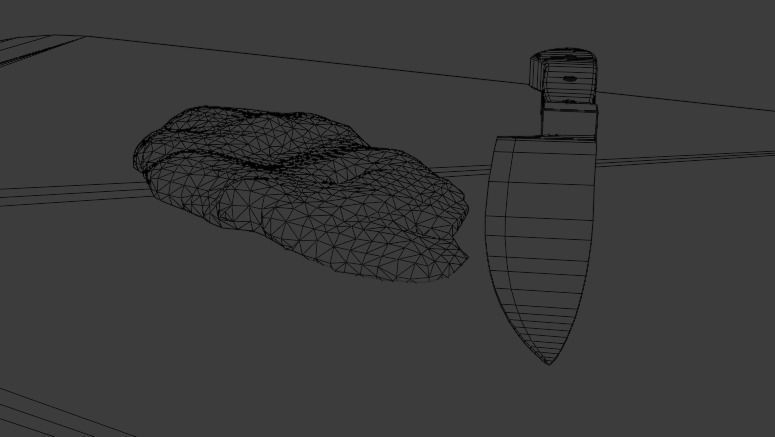 Steak and cutting board with knife Low-poly 3D model_3