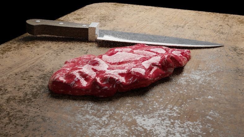 Steak and cutting board with knife Low-poly 3D model_7