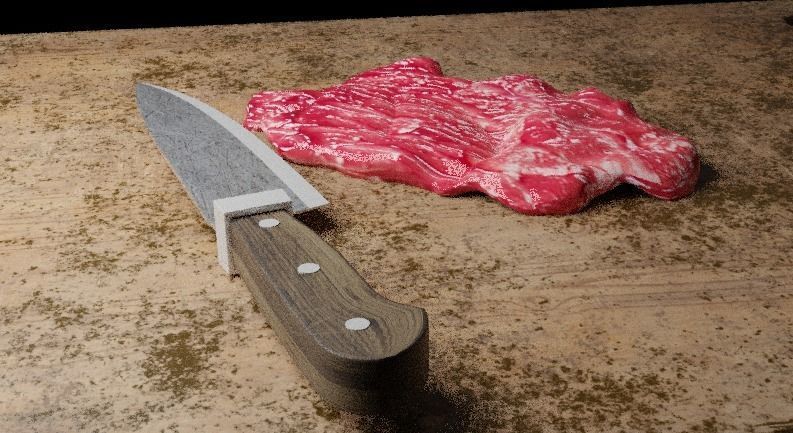 Steak and cutting board with knife Low-poly 3D model_5