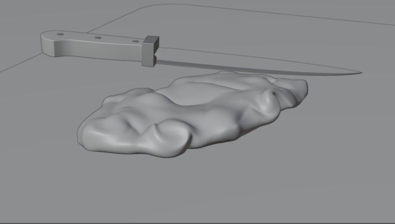 Steak and cutting board with knife Low-poly 3D model_8