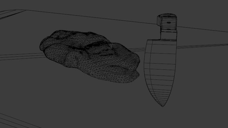 Steak and cutting board with knife Low-poly 3D model_11