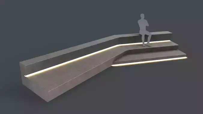Modern Outdoor Bench 97 PBR Game Ready Low-poly 3D model