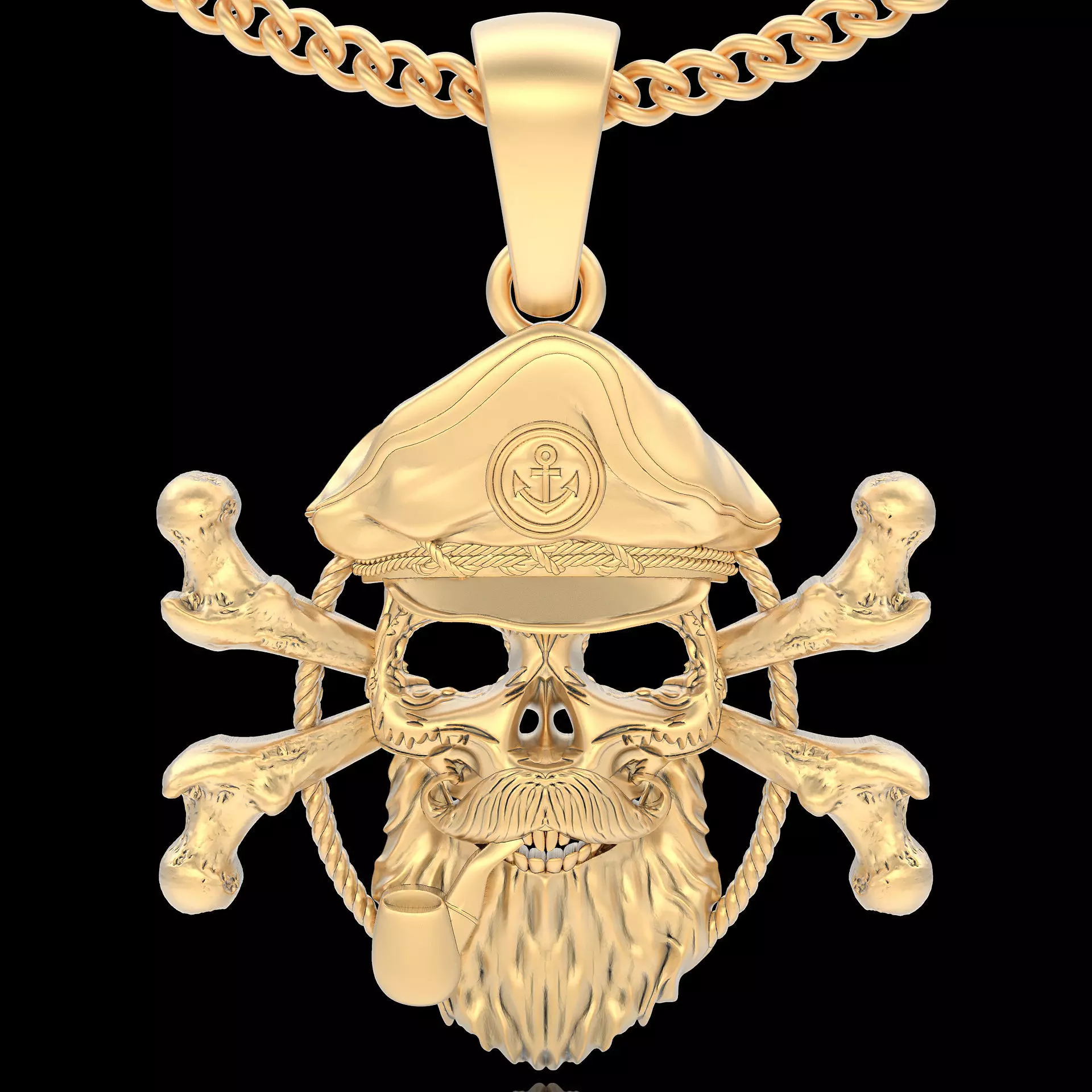 Captain pirate skull ring gold jewelry printable 3D model 3D print model