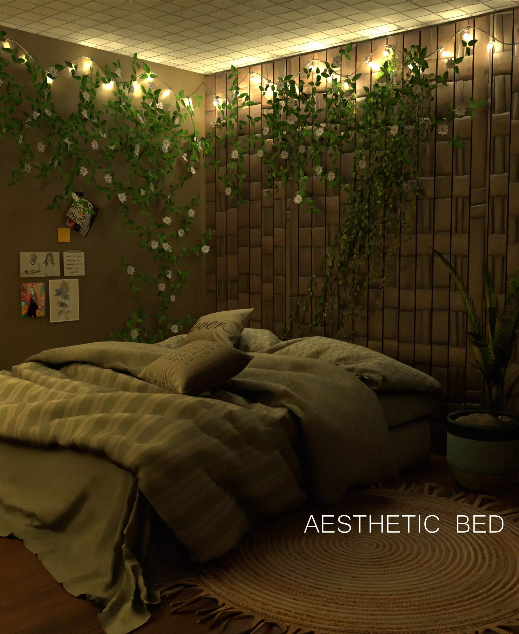 Aesthetic bed - Blender Scene Free 3D model Free 3D model_0