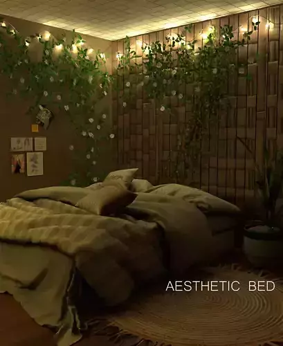 Aesthetic bed - Blender Scene Free 3D model