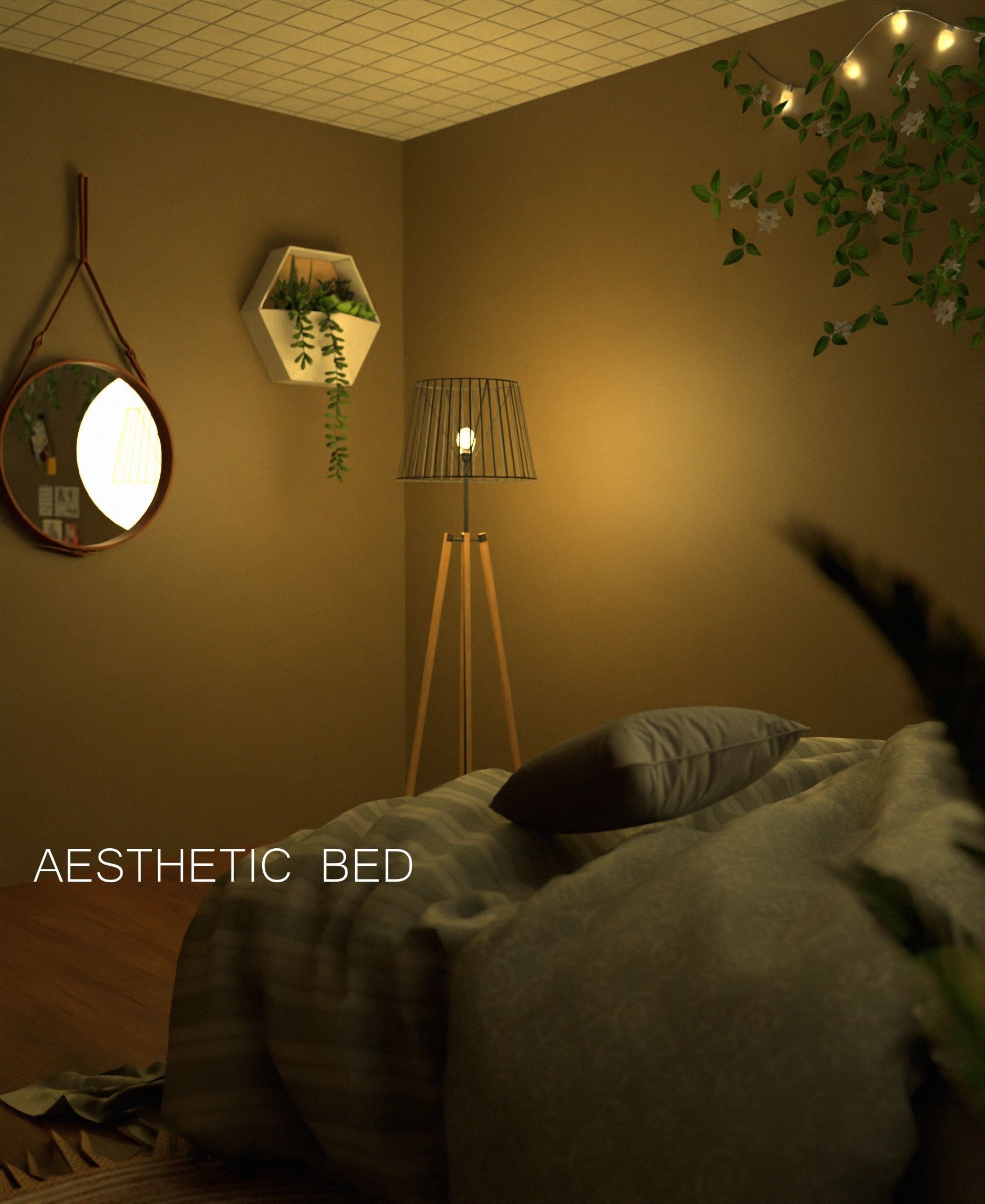 Aesthetic bed - Blender Scene Free 3D model Free 3D model_1